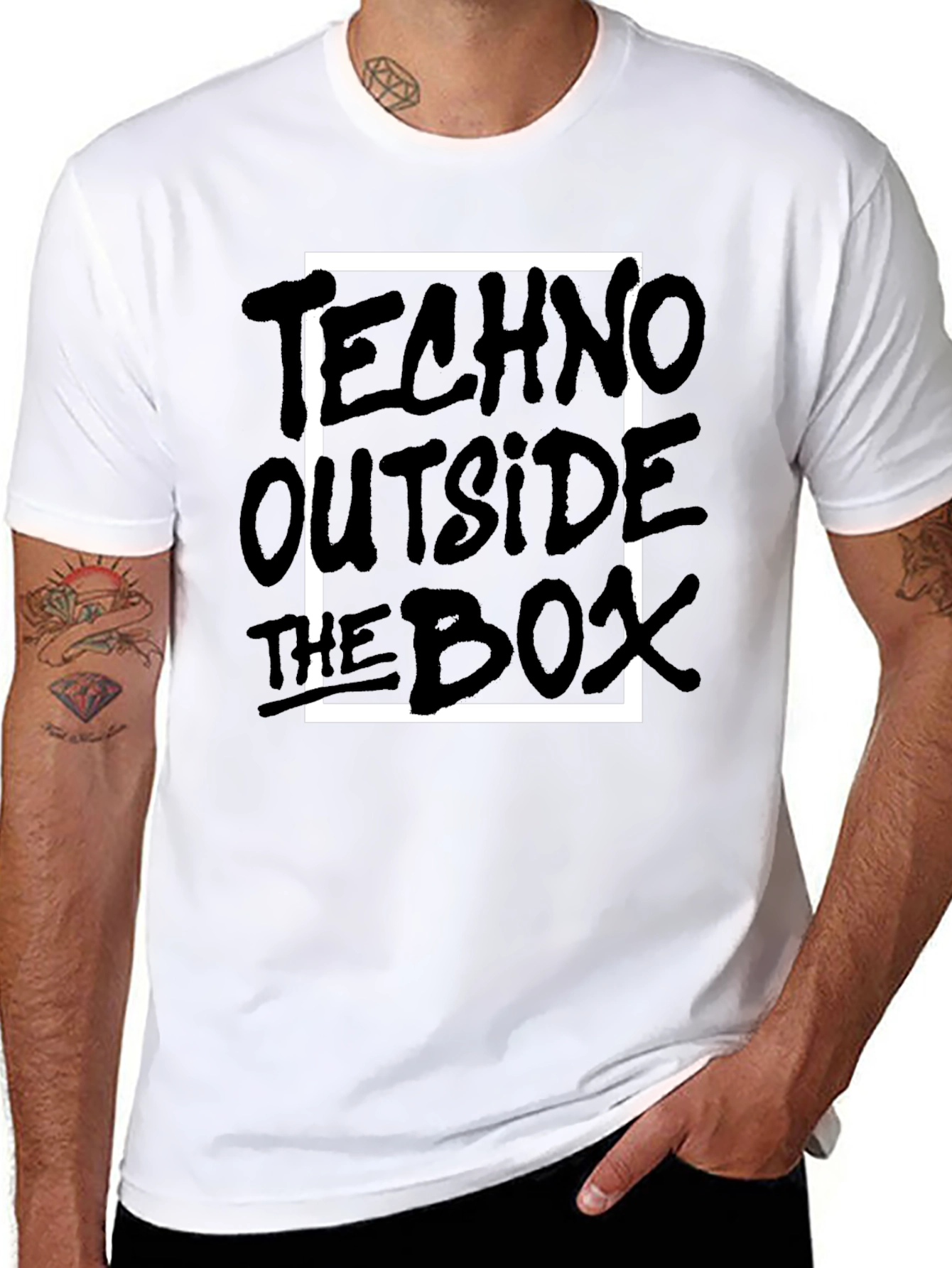 Techno Outside The Box Black Graphic Tee