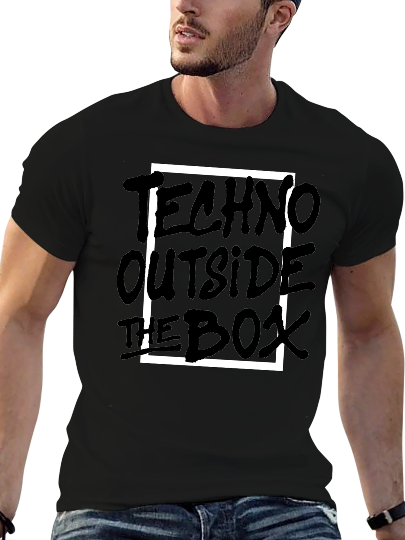 Techno Outside The Box Black Graphic Tee