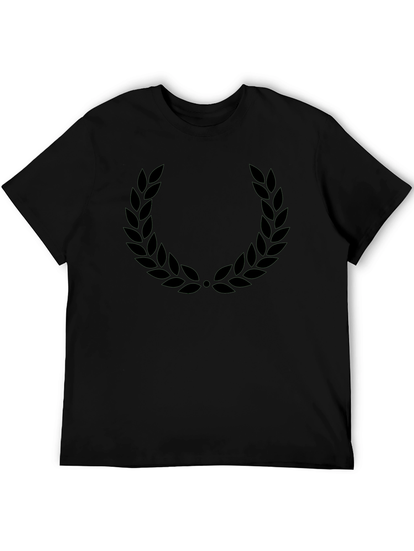 Mens Black T-Shirt with Laurel Wreath Design