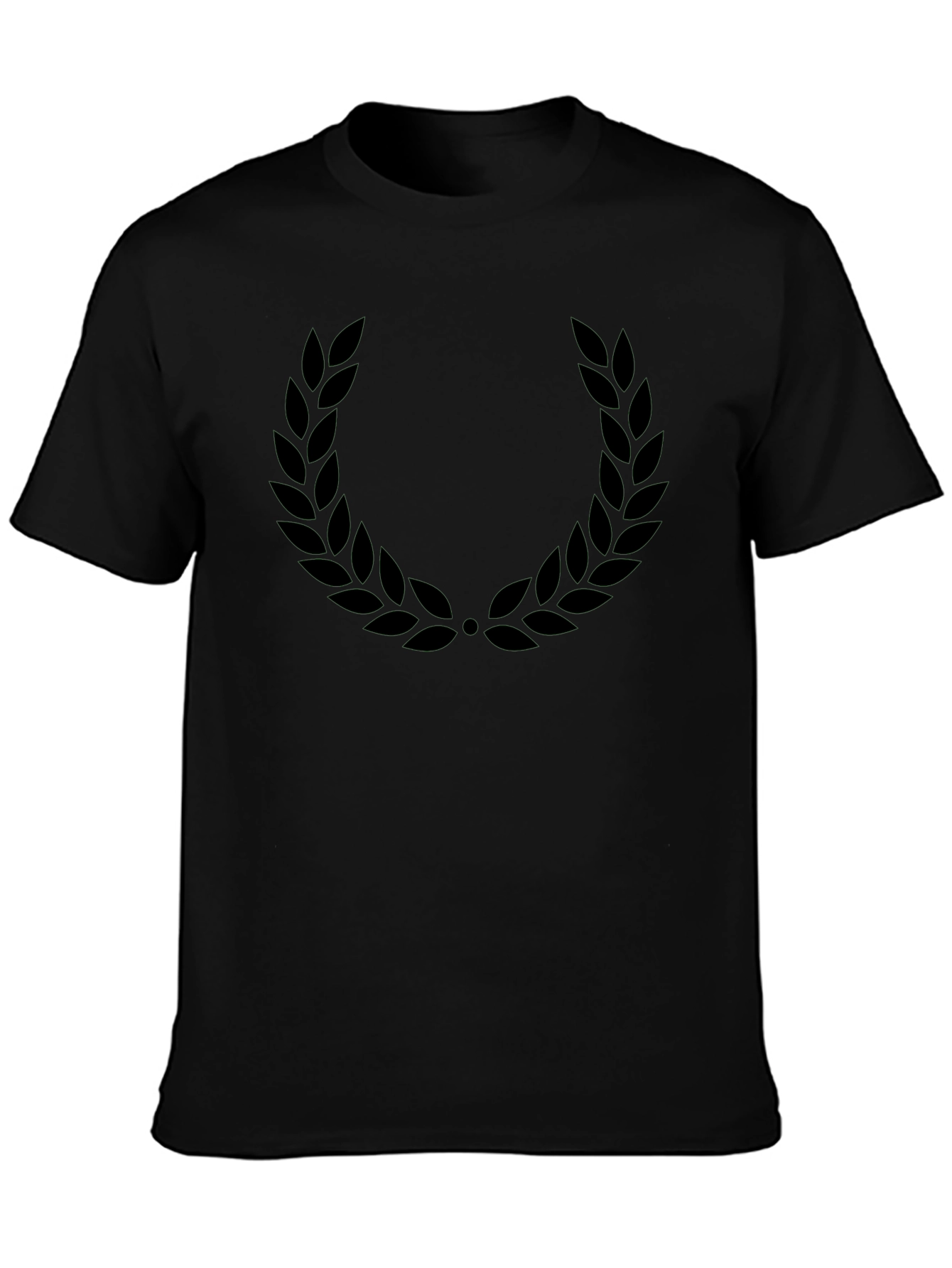 Mens Black T-Shirt with Laurel Wreath Design
