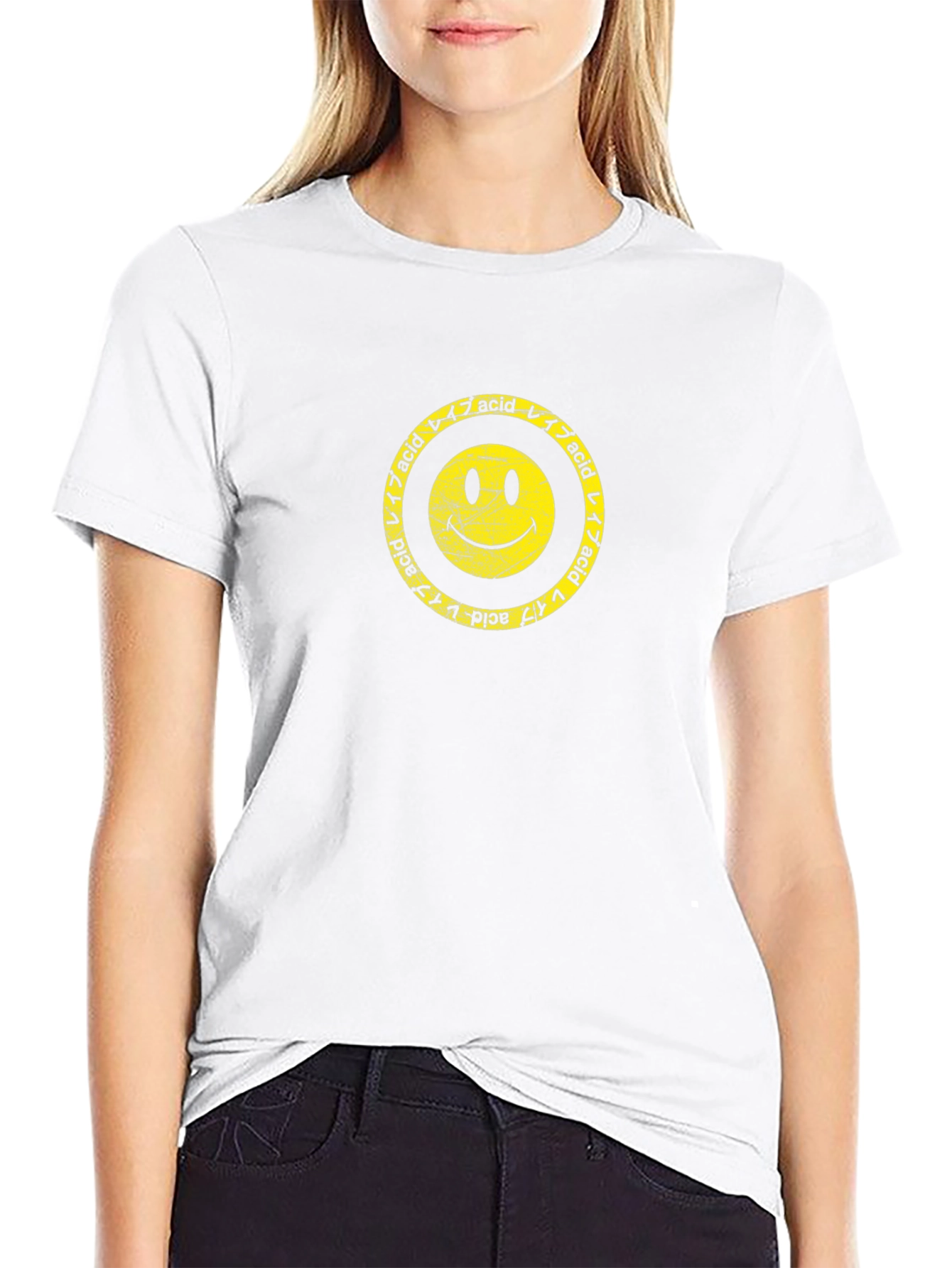 Acid Smiley Face Graphic Tee - Retro Style