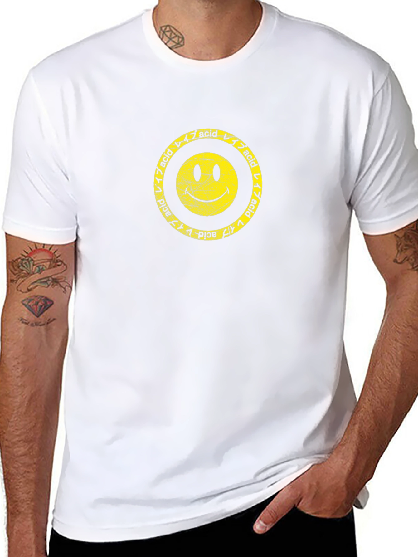 Acid Smiley Face Graphic Tee - Retro Style