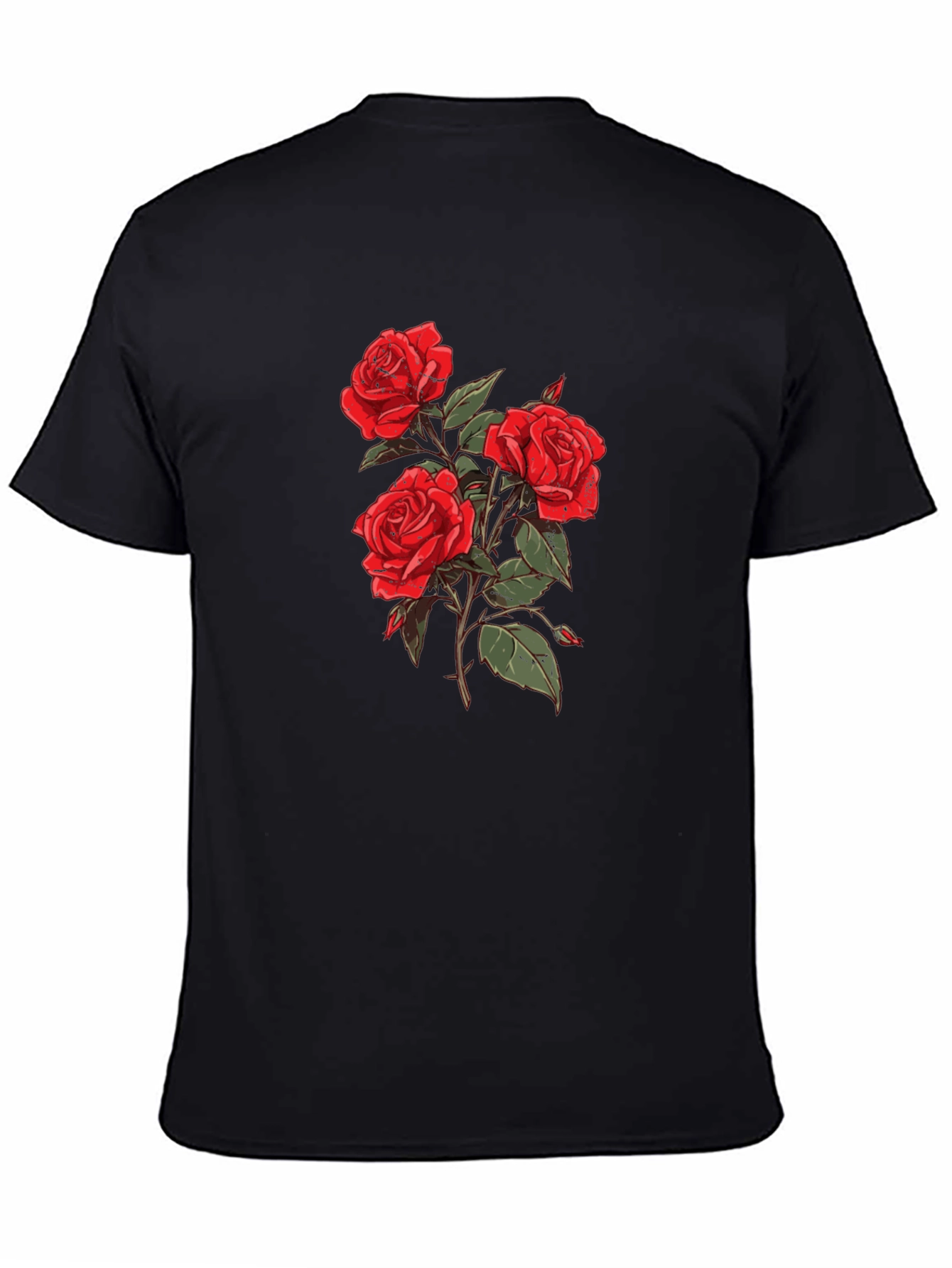Black T-Shirt with Rose Graphic