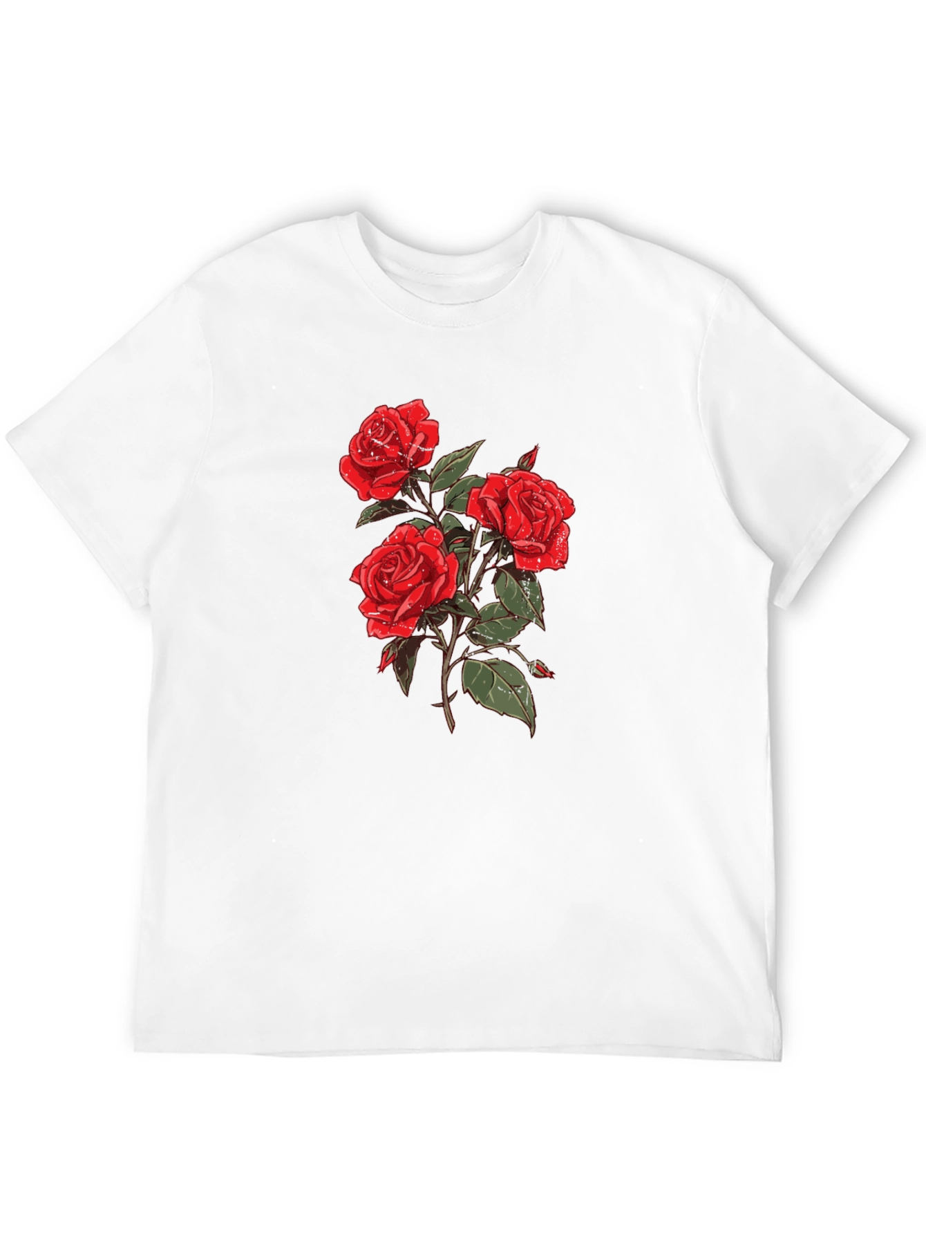 Black T-Shirt with Rose Graphic