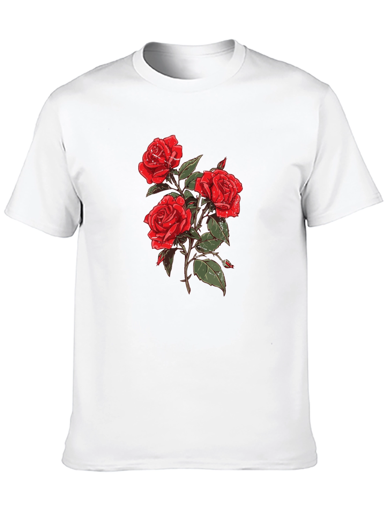 Black T-Shirt with Rose Graphic