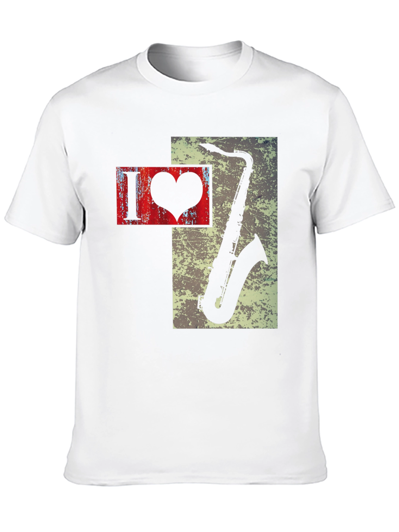 I Heart Saxophone Mens Black Graphic Tee