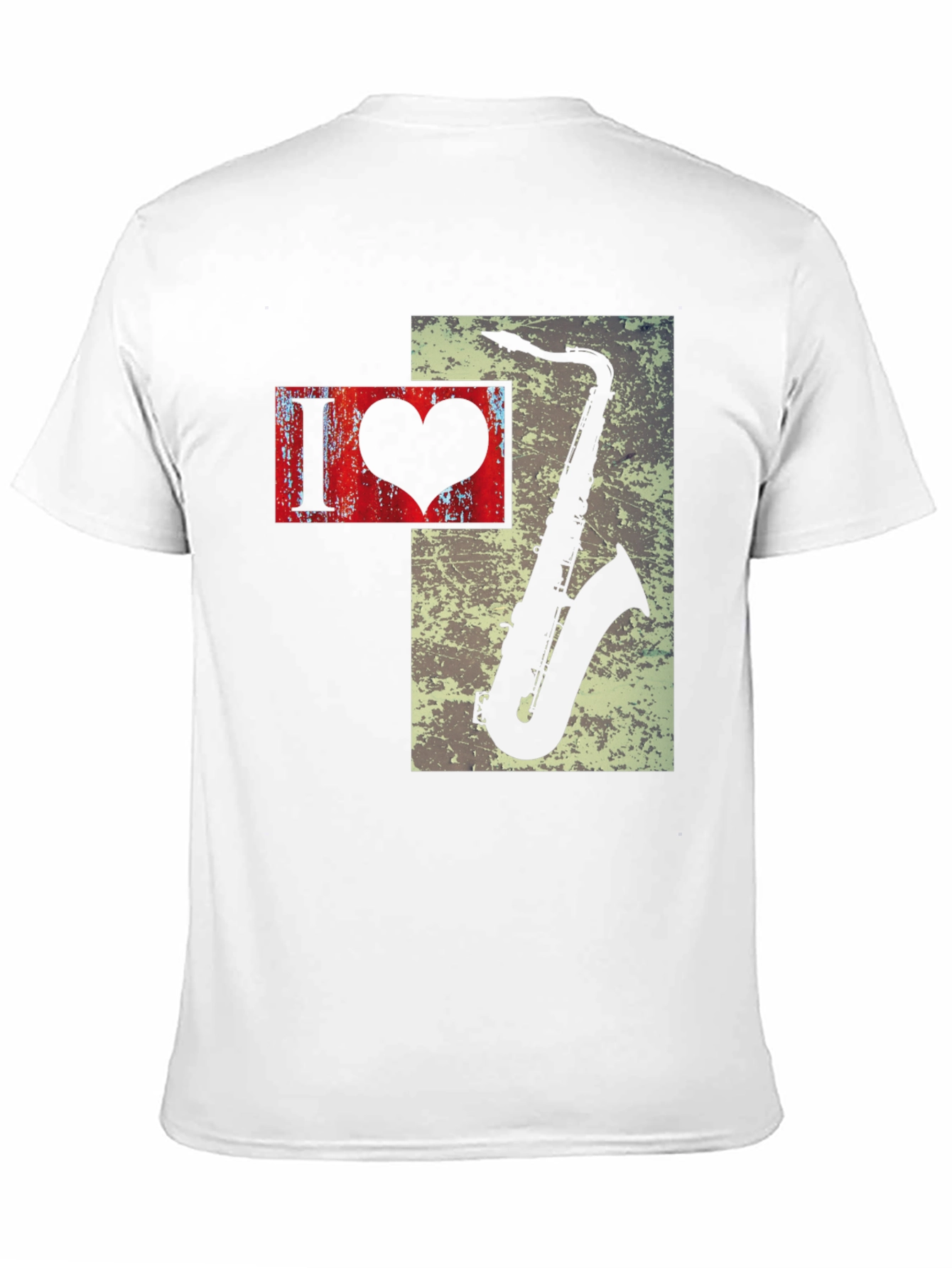 I Heart Saxophone Mens Black Graphic Tee