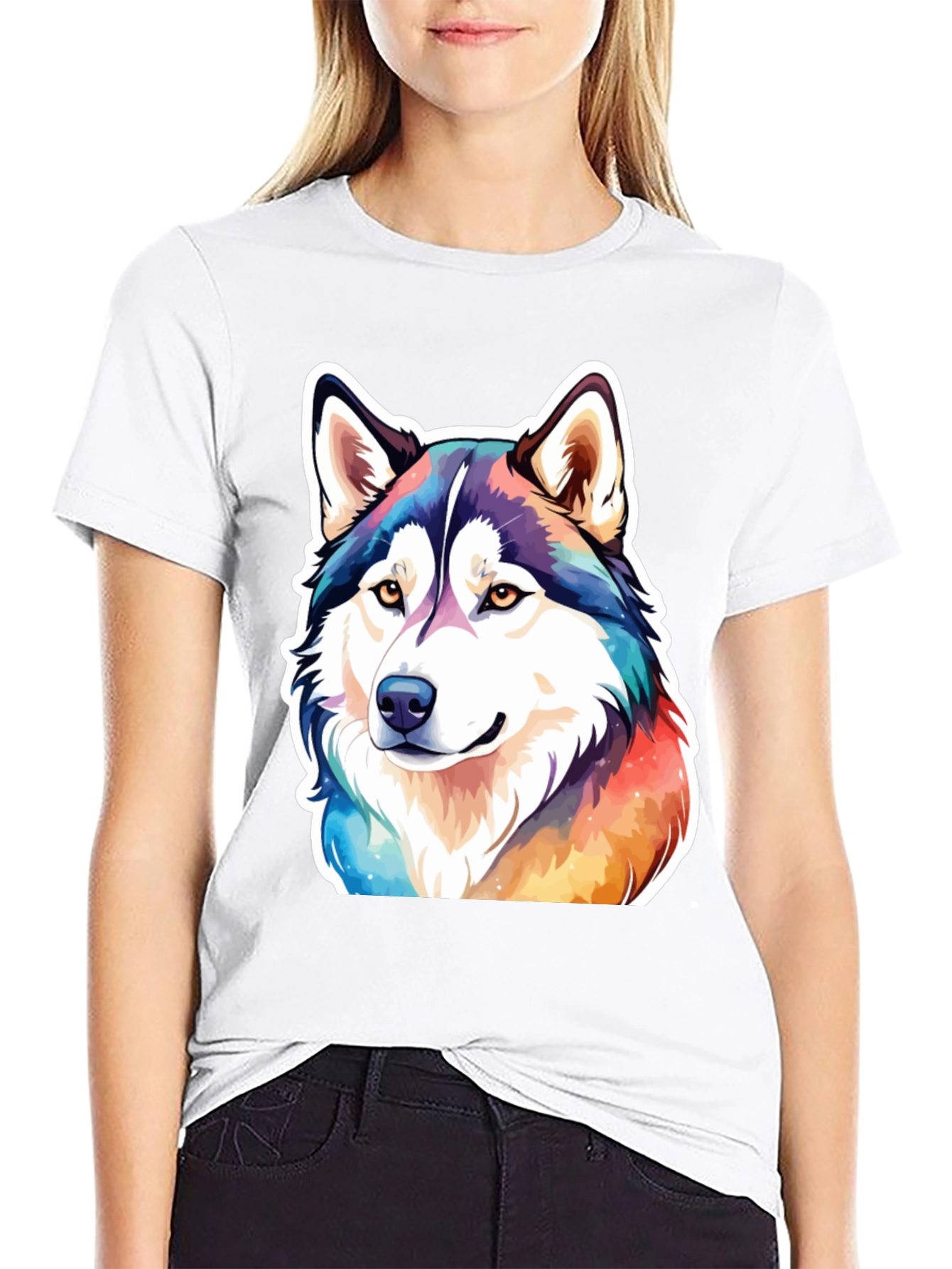 Husky Dog Colorful T-Shirt