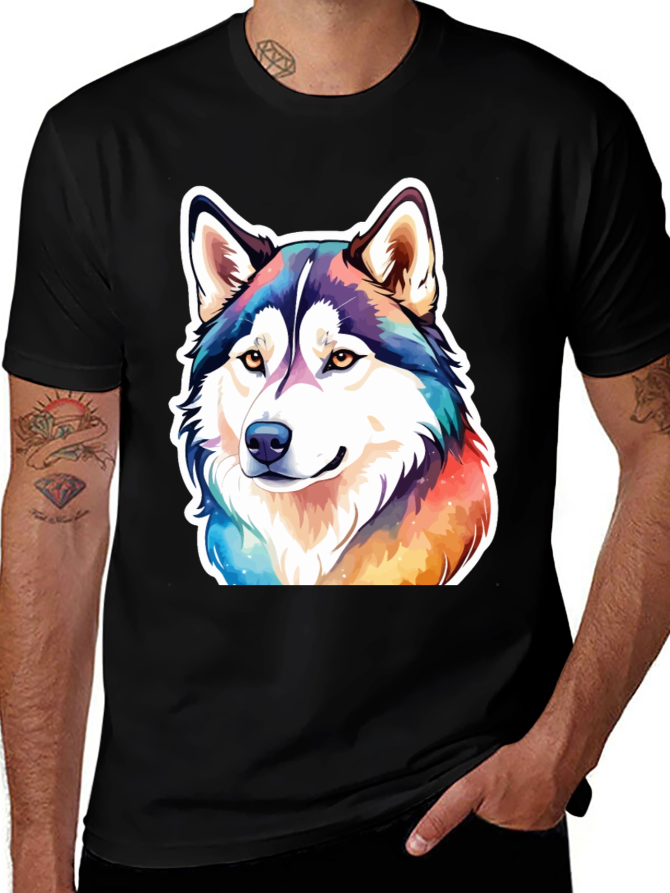 Husky Dog Colorful T-Shirt