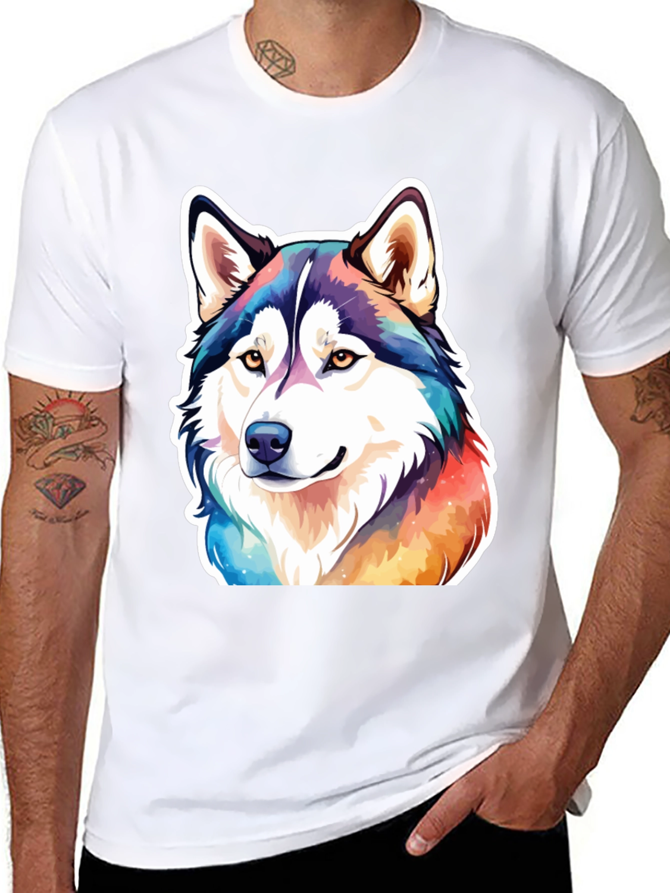Husky Dog Colorful T-Shirt