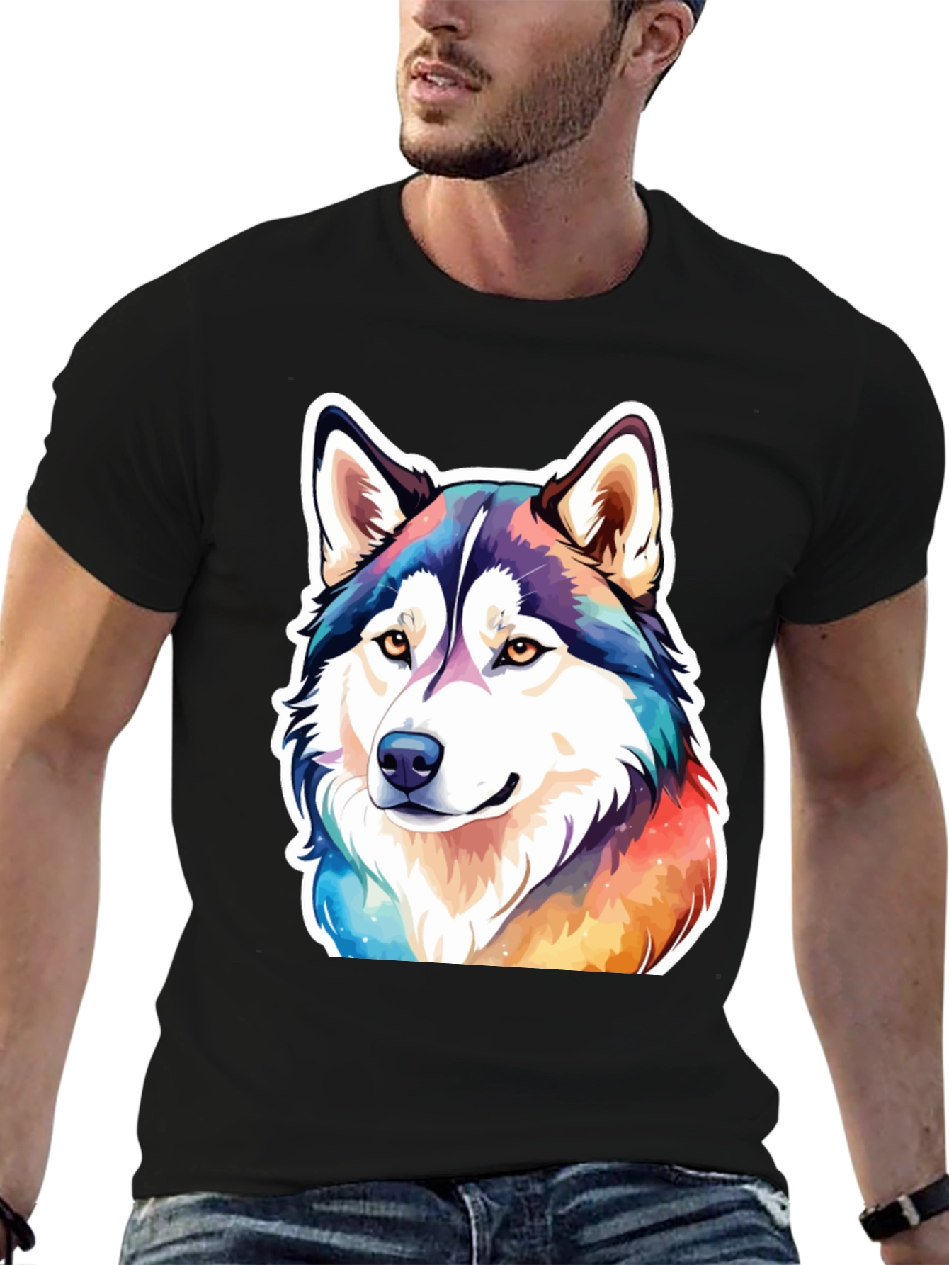 Husky Dog Colorful T-Shirt