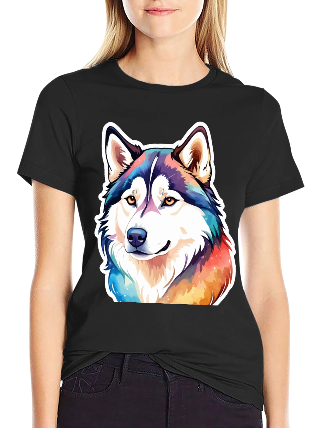 Husky Dog Colorful T-Shirt