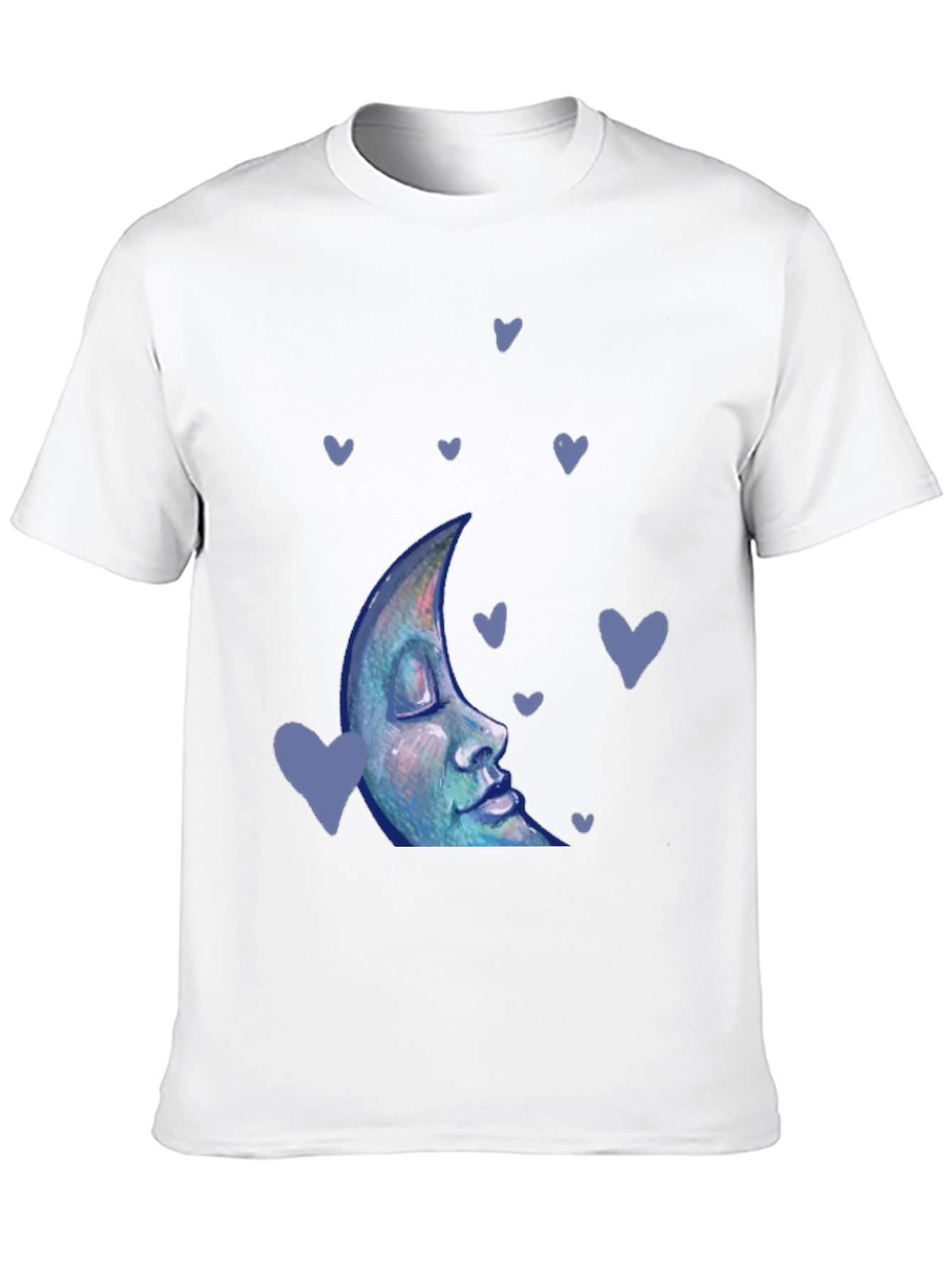 Dreamy Moon Face Tee - Black Cotton Blend T-Shirt