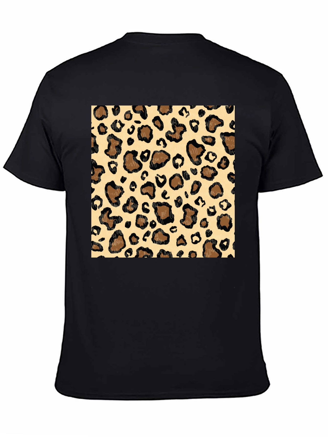 Leopard Print Graphic Tee - Stylish Mens Black T-Shirt