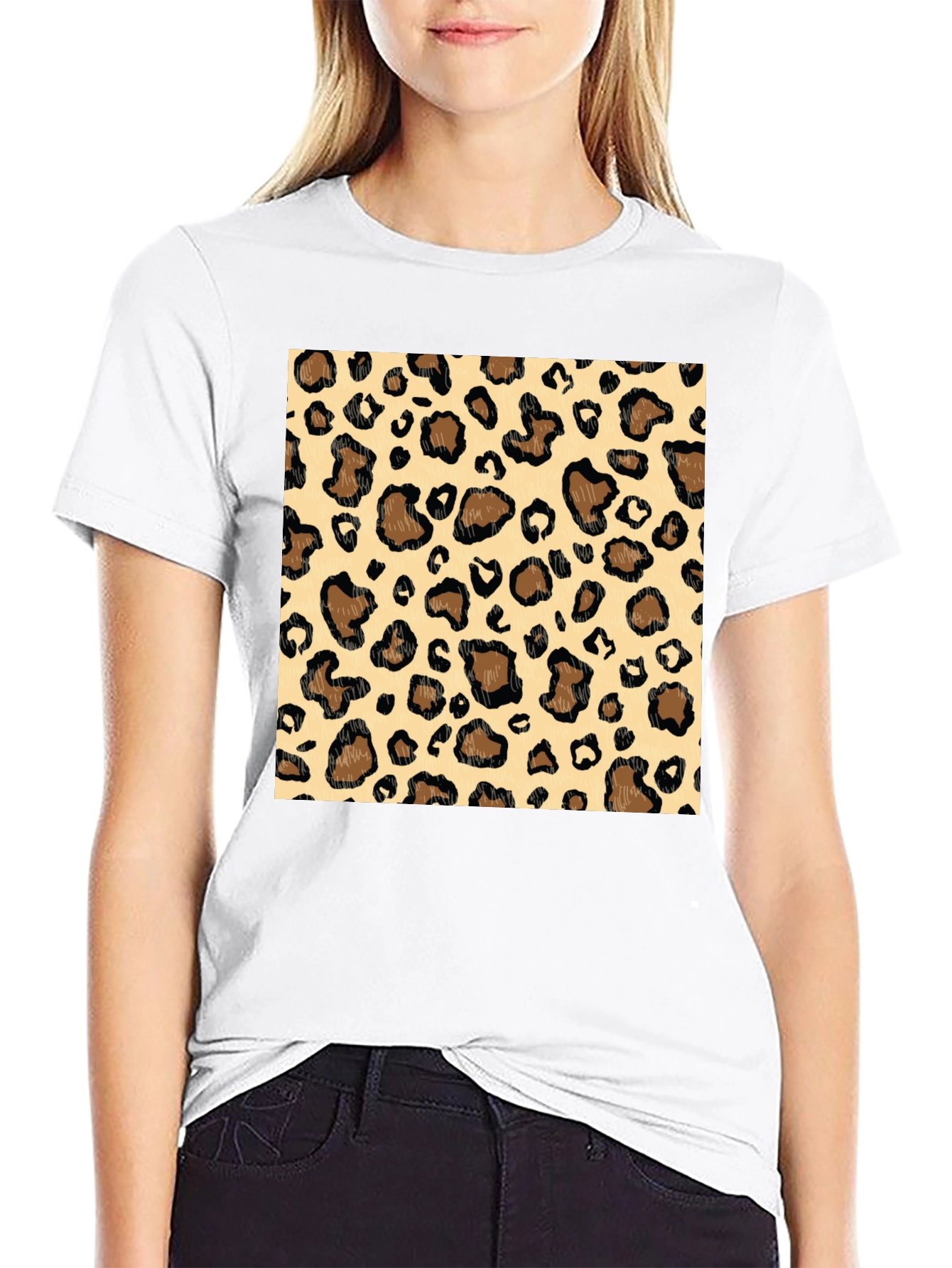 Leopard Print Graphic Tee - Stylish Mens Black T-Shirt