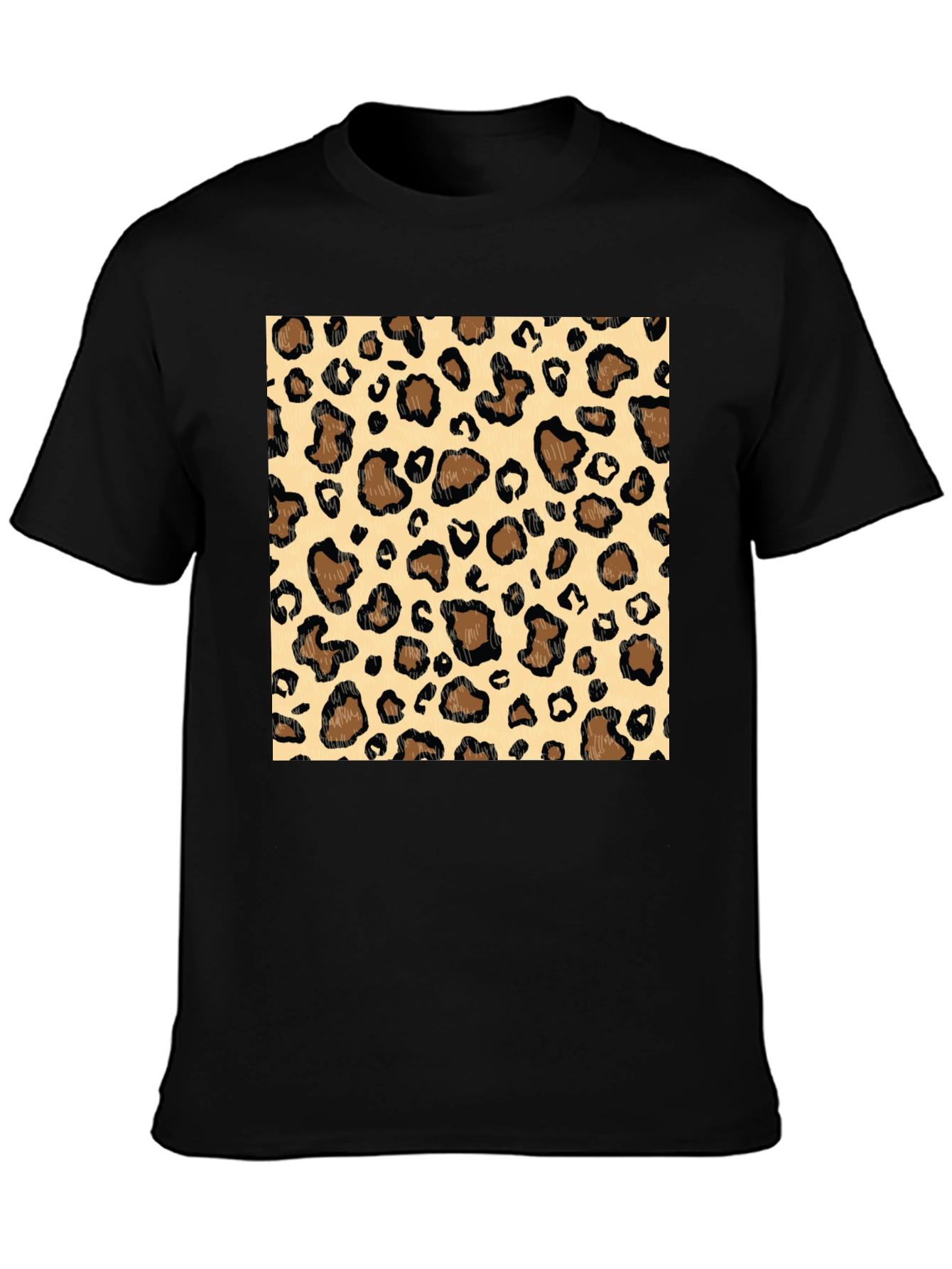 Leopard Print Graphic Tee - Stylish Mens Black T-Shirt