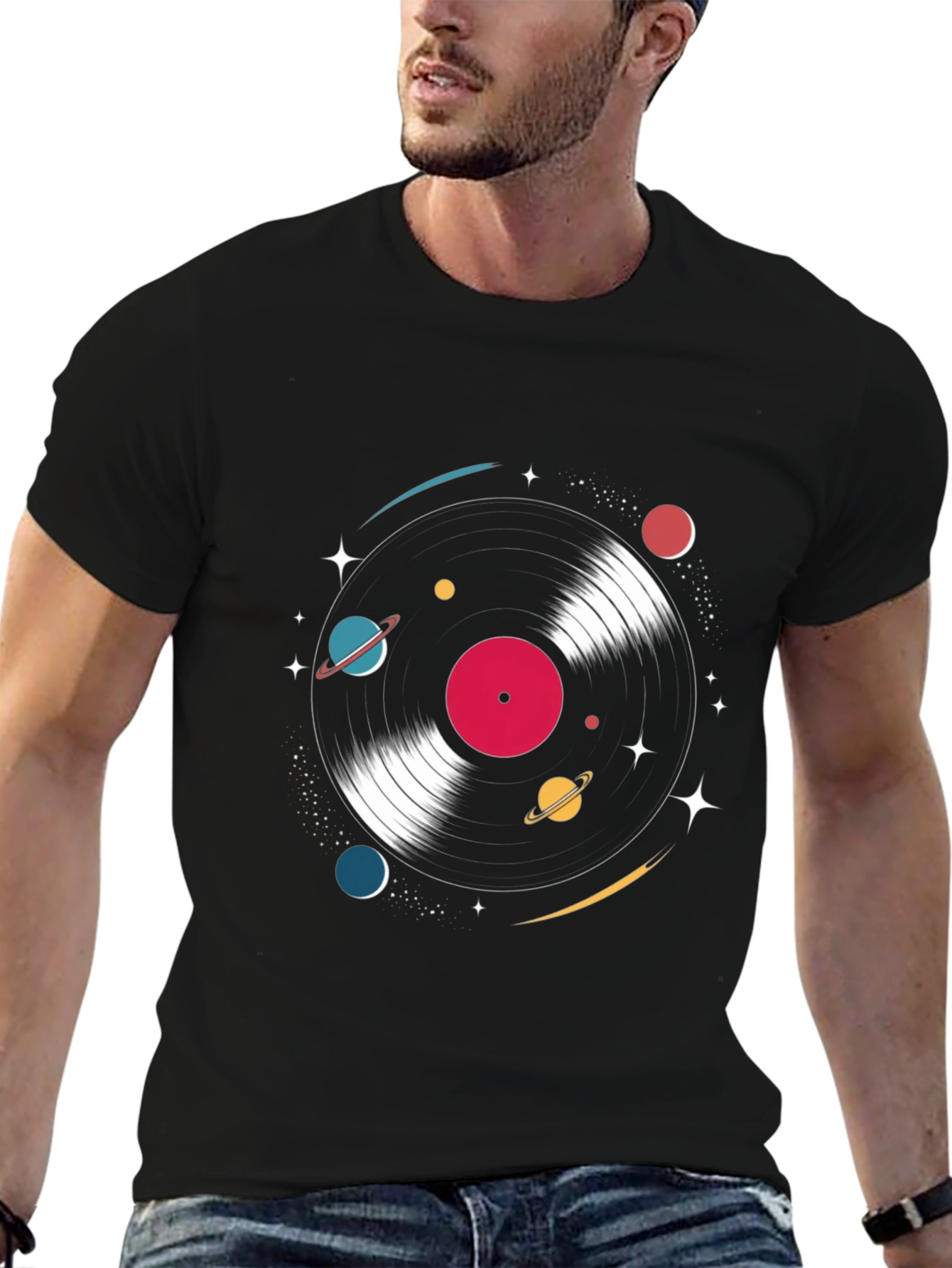 Retro Vinyl Record Space T-Shirt