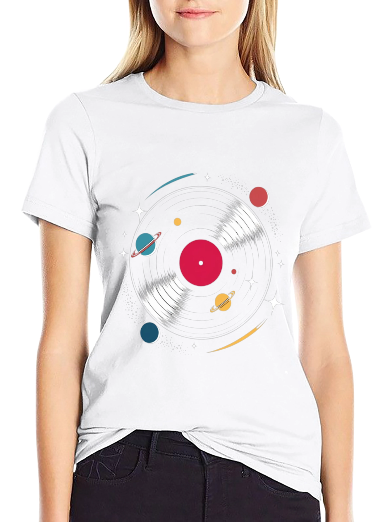 Retro Vinyl Record Space T-Shirt