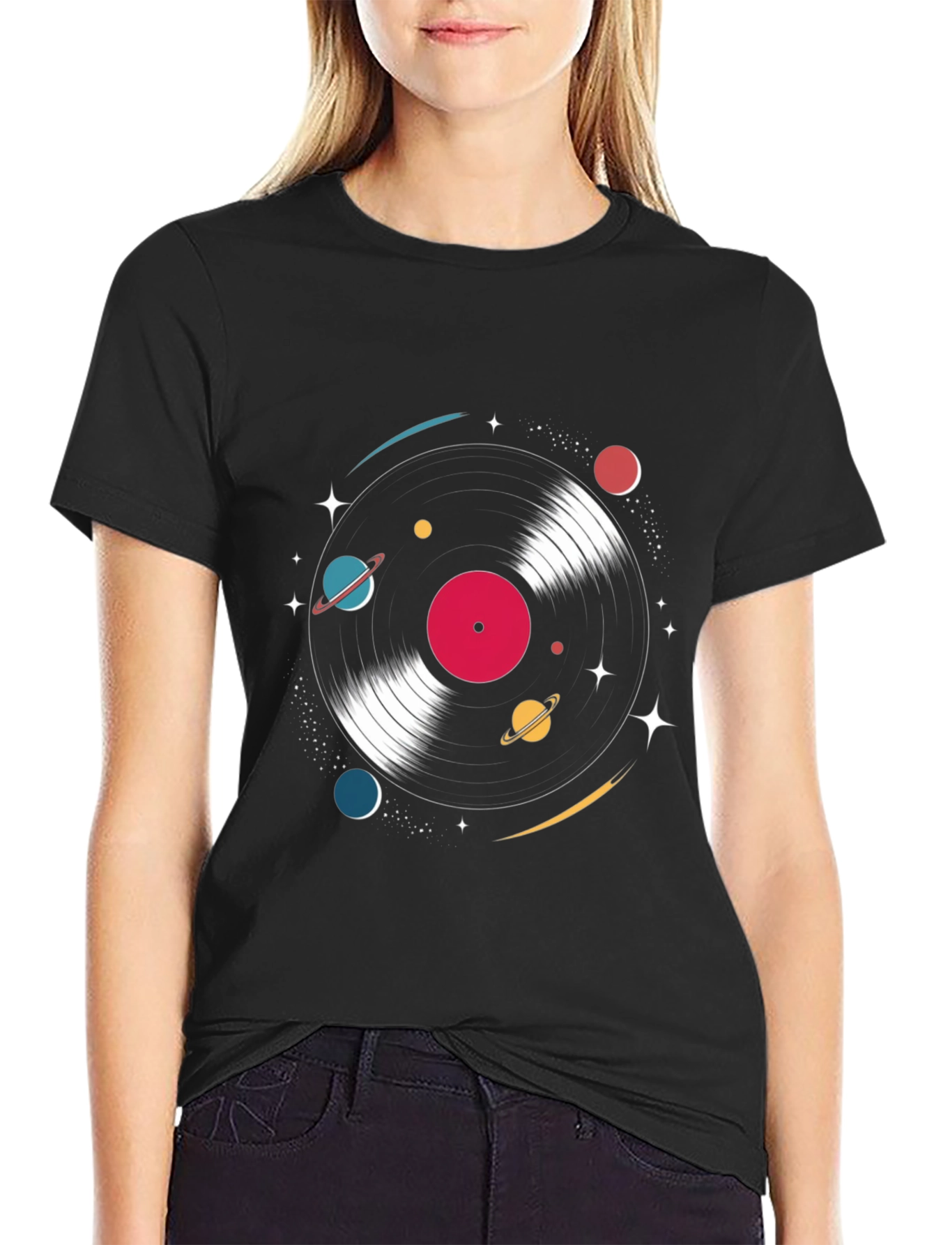 Retro Vinyl Record Space T-Shirt