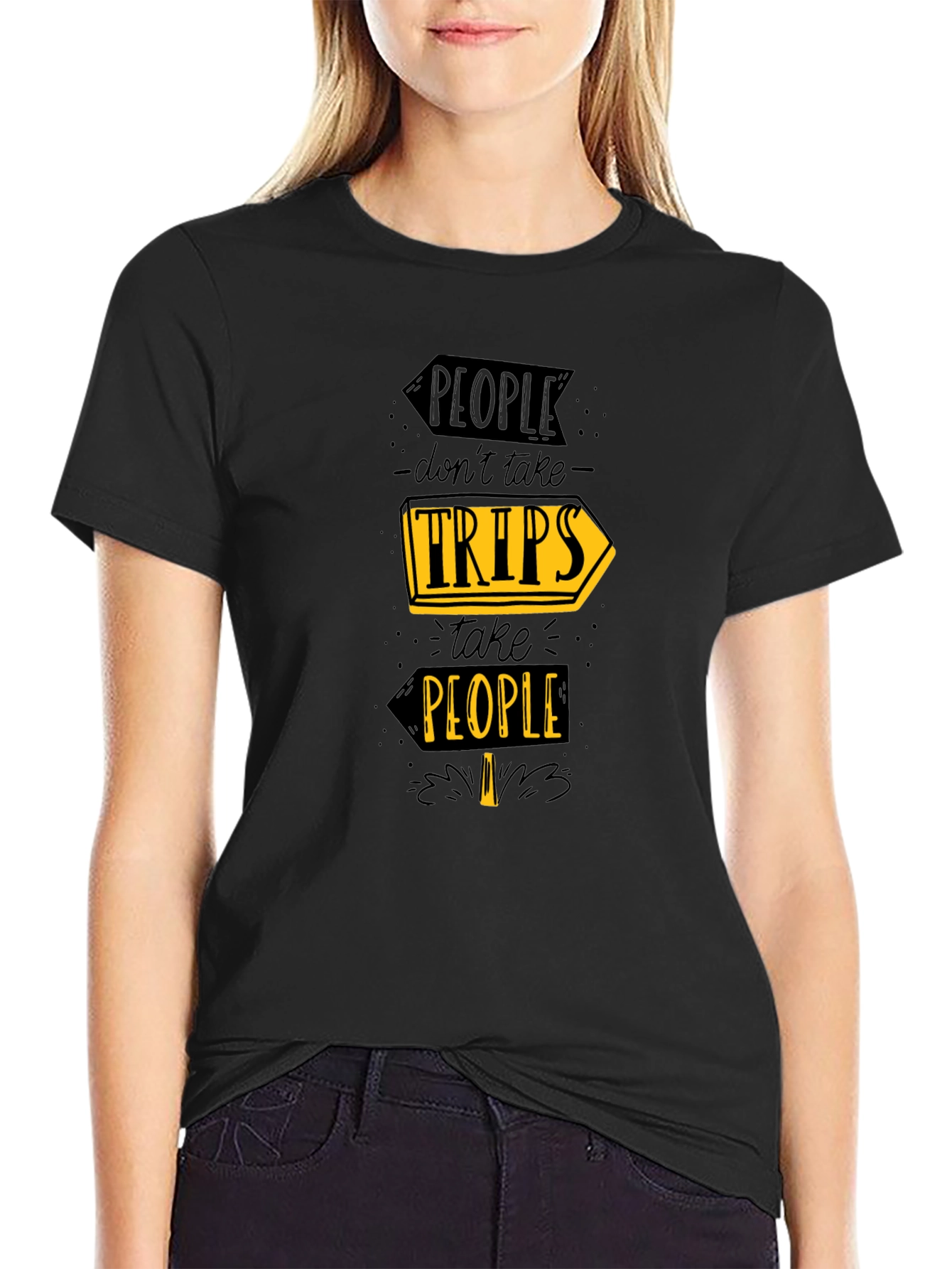 People Not Trips Black Graphic Tee