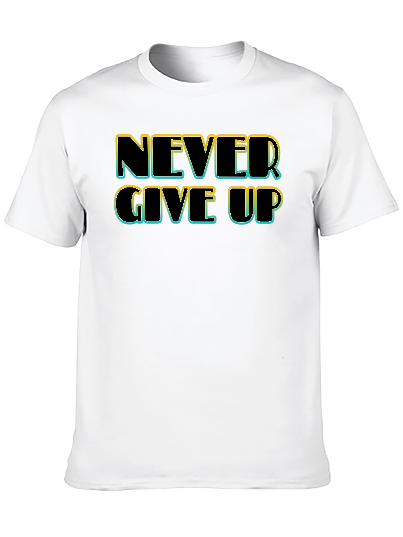 Never Give Up Black T-Shirt - Motivational Tee