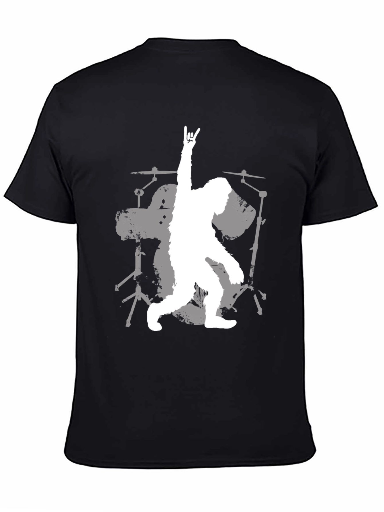 Sasquatch Drummer Graphic Tee - Black Cotton T-Shirt