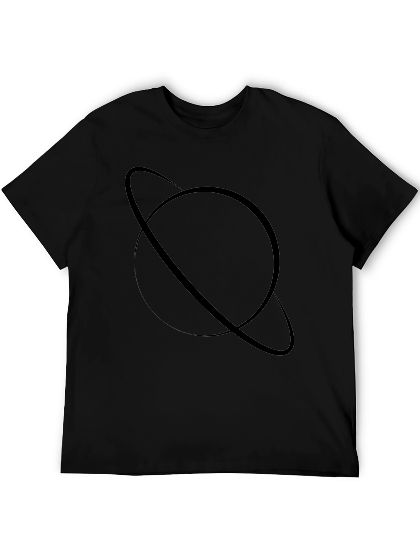 Saturn Graphic Tee - Modern Black Cotton Blend T-Shirt