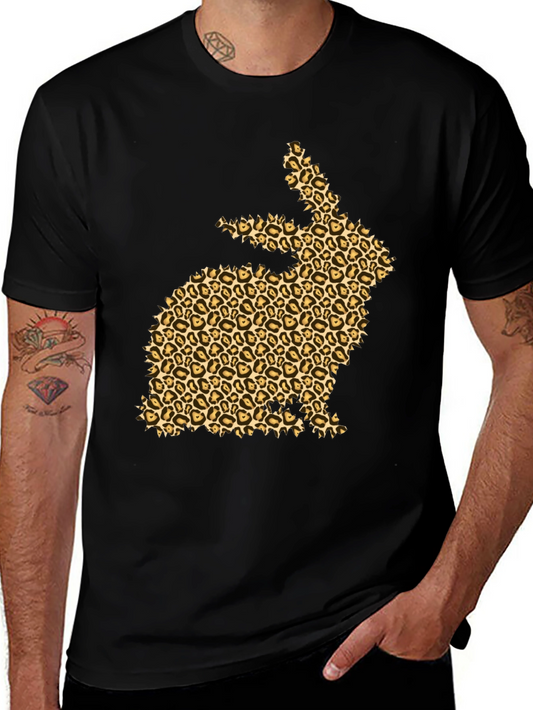 Leopard Print Bunny Black T-Shirt