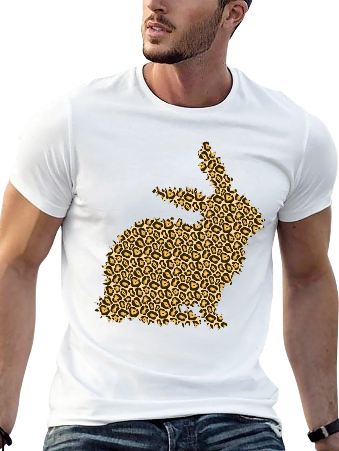 Leopard Print Bunny Black T-Shirt
