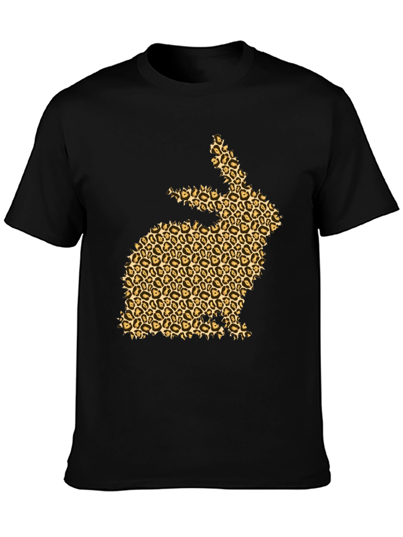 Leopard Print Bunny Black T-Shirt