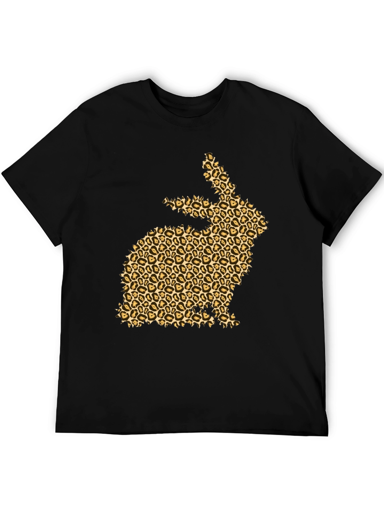 Leopard Print Bunny Black T-Shirt