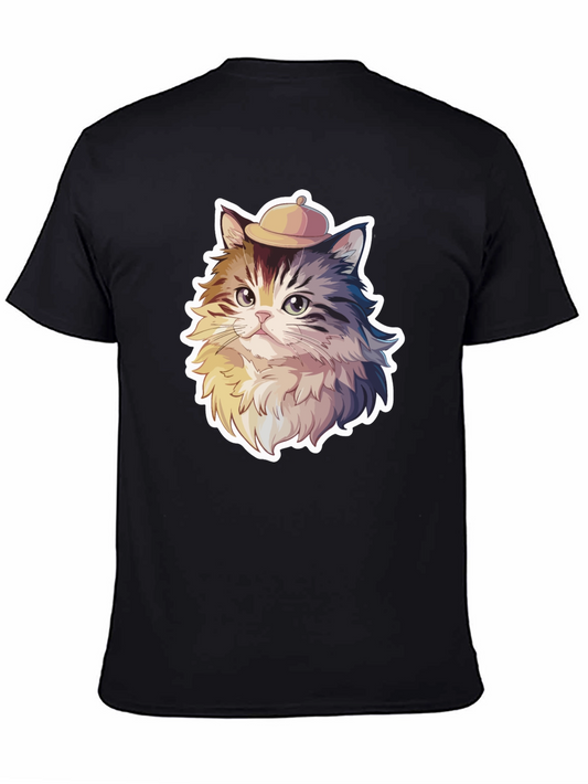 Cat in Hat Graphic Tee - Cool Animal Shirt