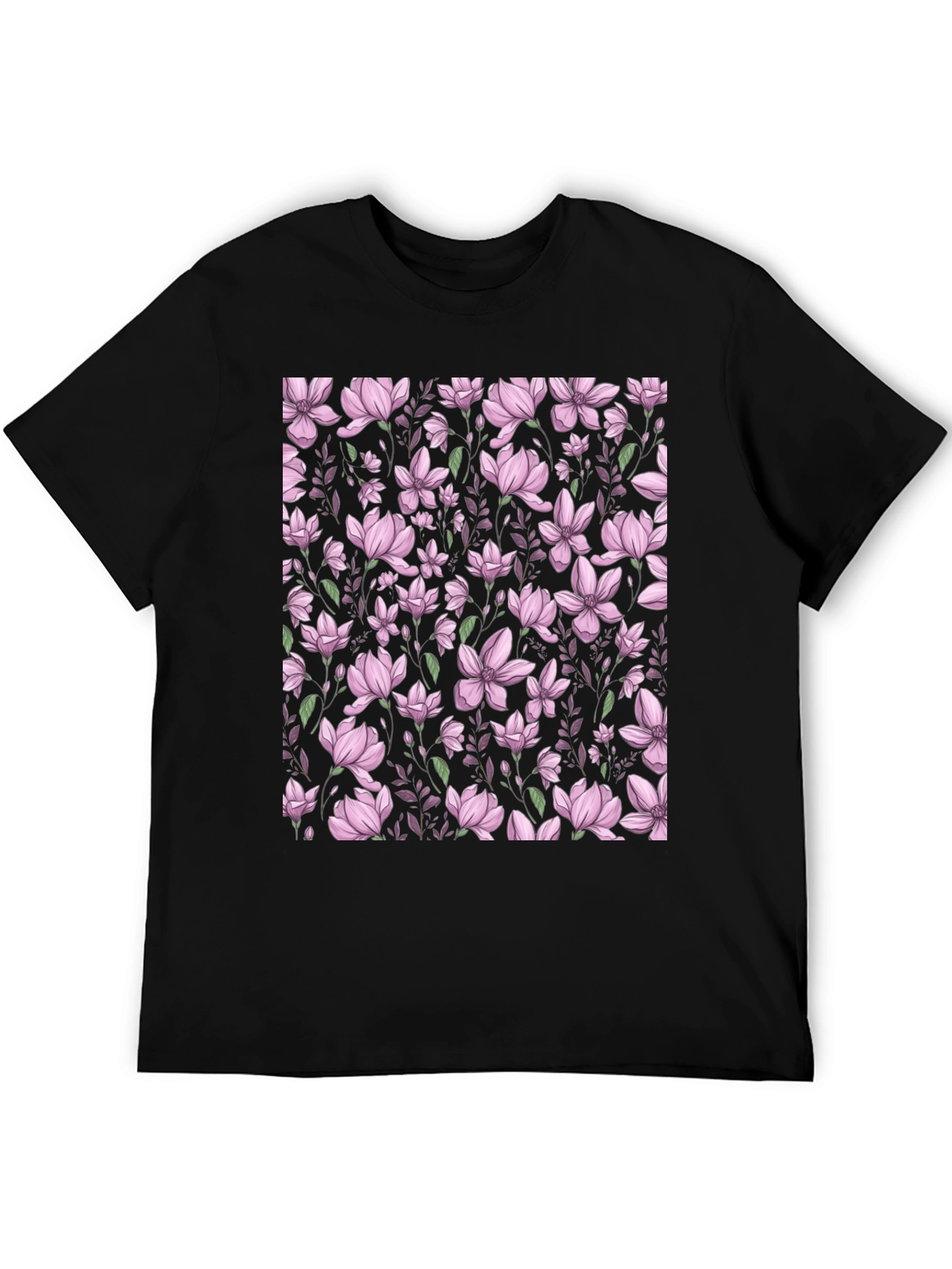 Floral Print T-Shirt - Black