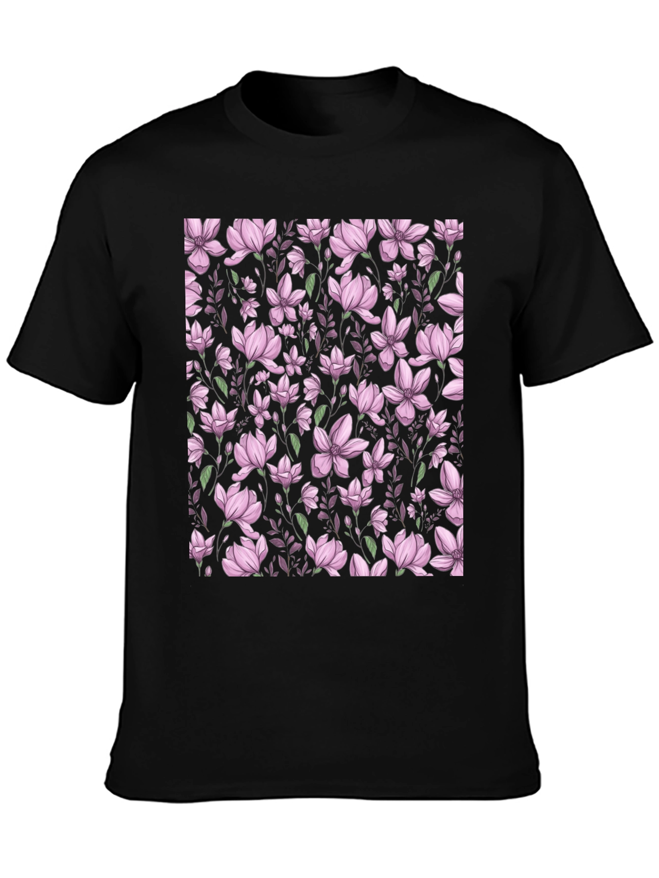 Floral Print T-Shirt - Black