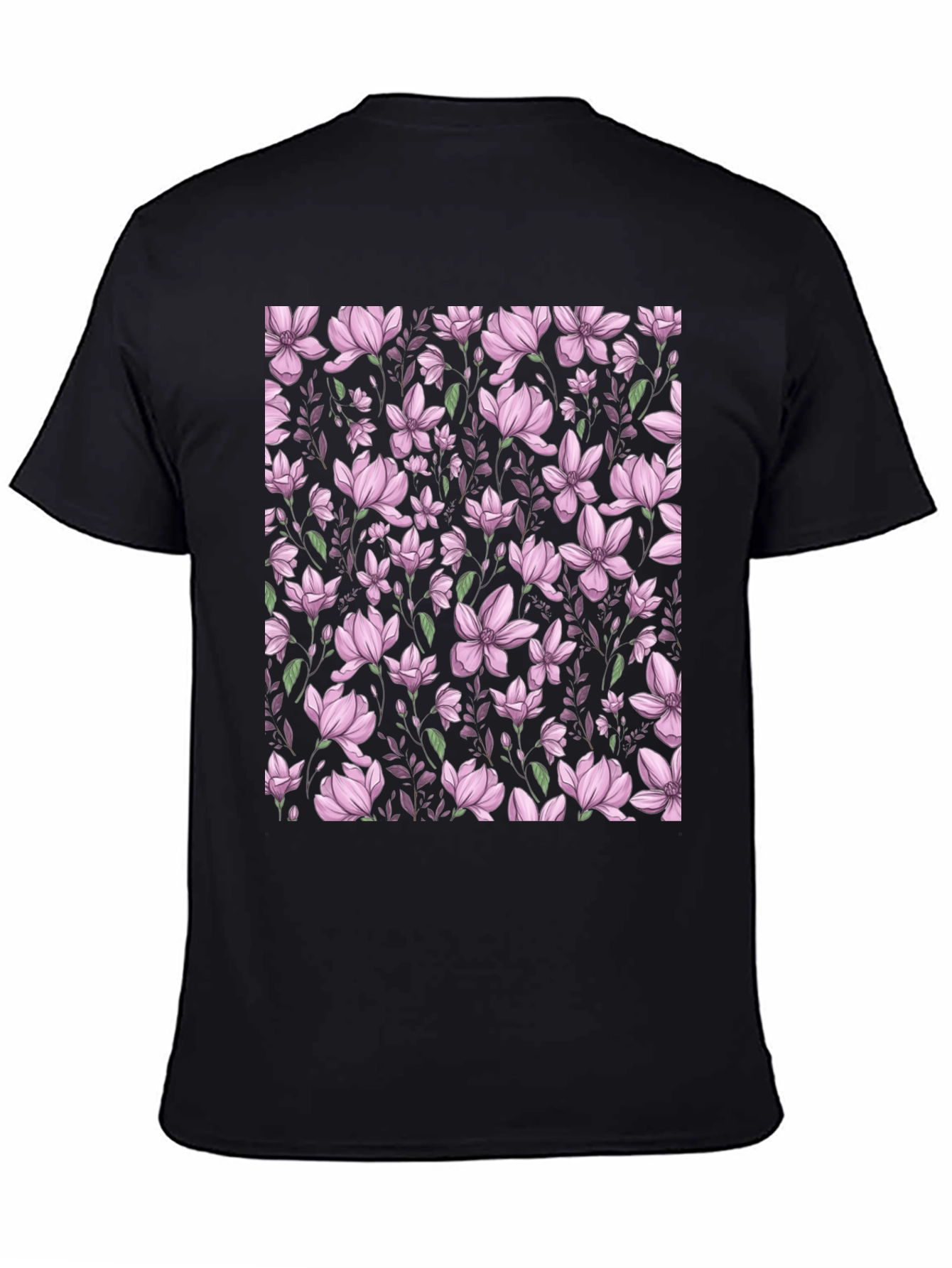 Floral Print T-Shirt - Black