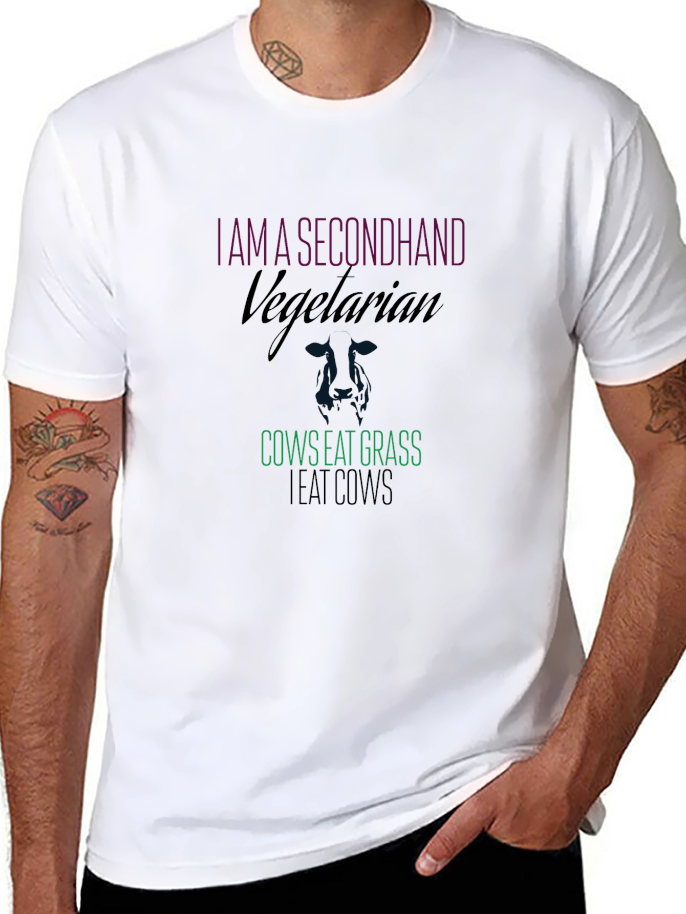Secondhand Vegetarian Graphic Tee - Novelty Humor T-Shirt