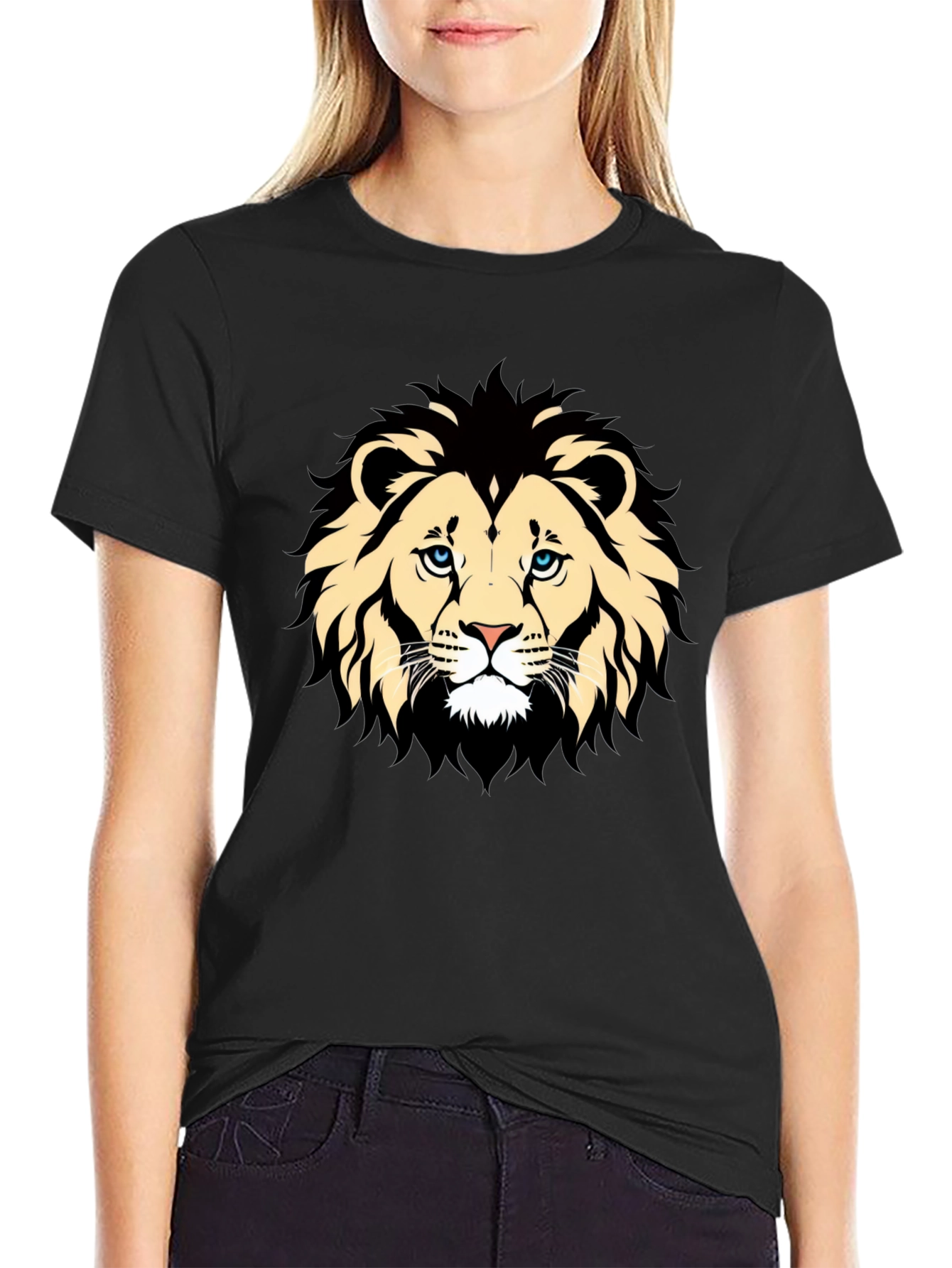 Lion Graphic Black T-Shirt - Animal Lover Tee