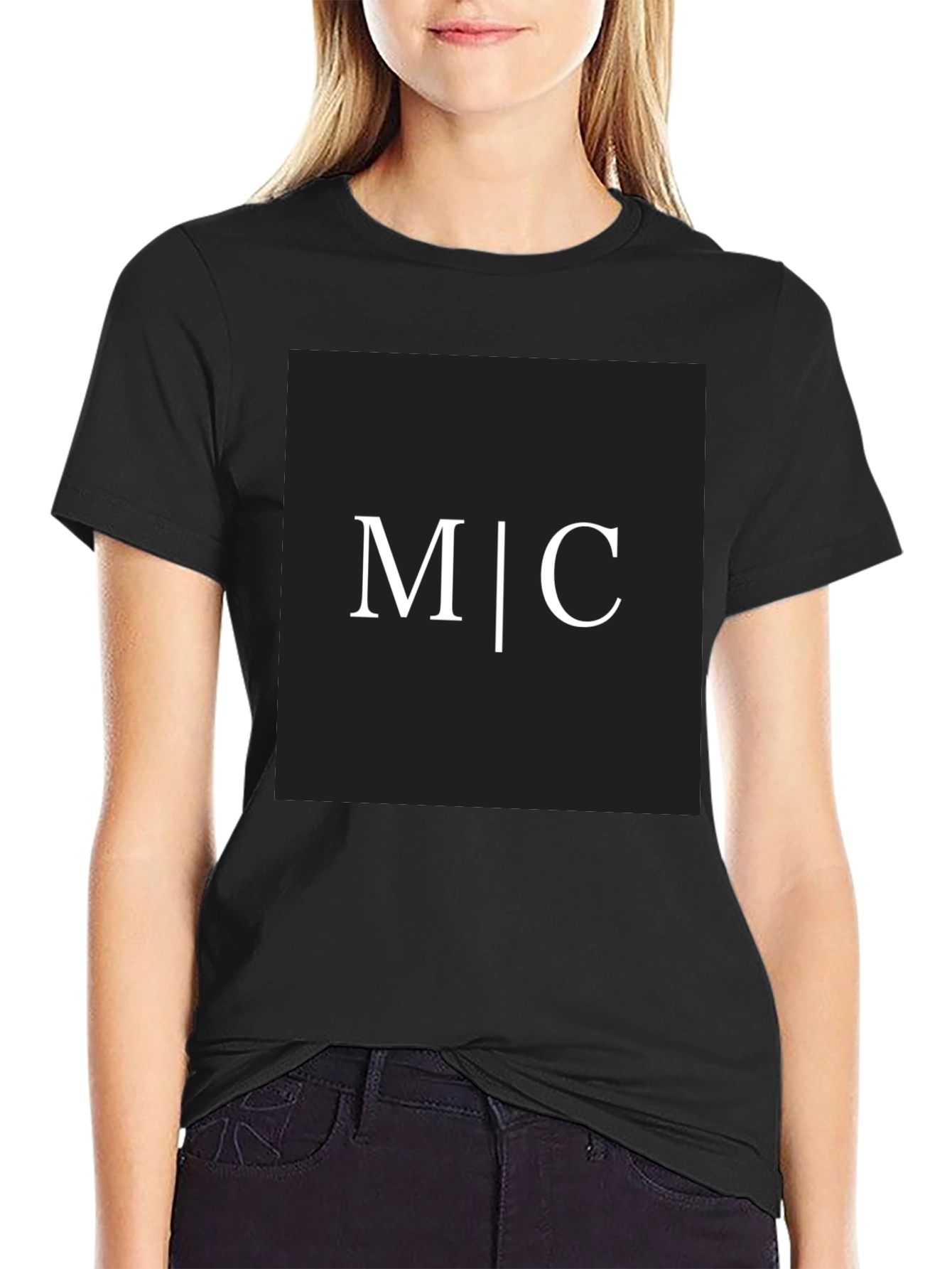 Stylish Black Tee - M|C Graphic Print