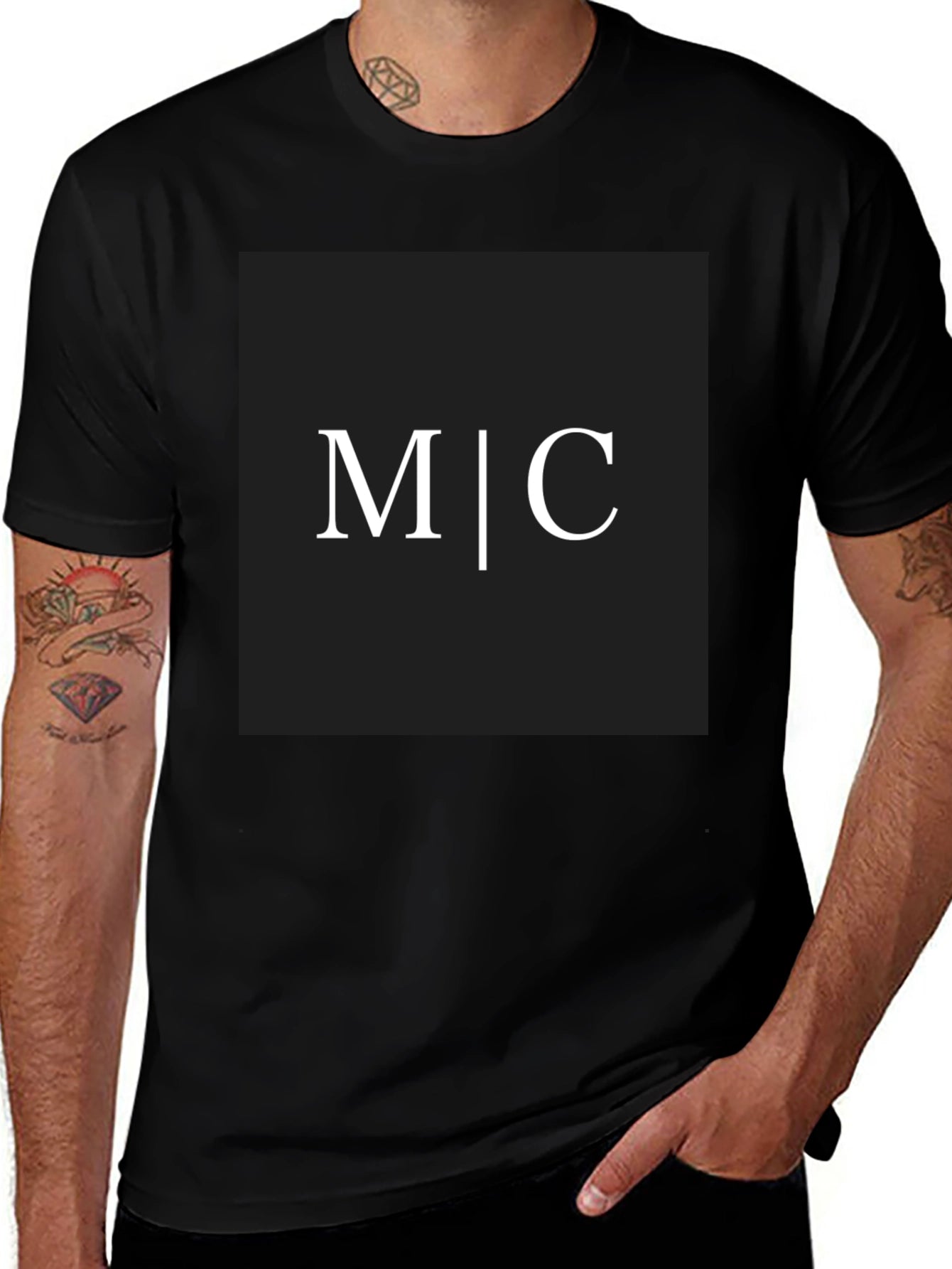 Stylish Black Tee - M|C Graphic Print