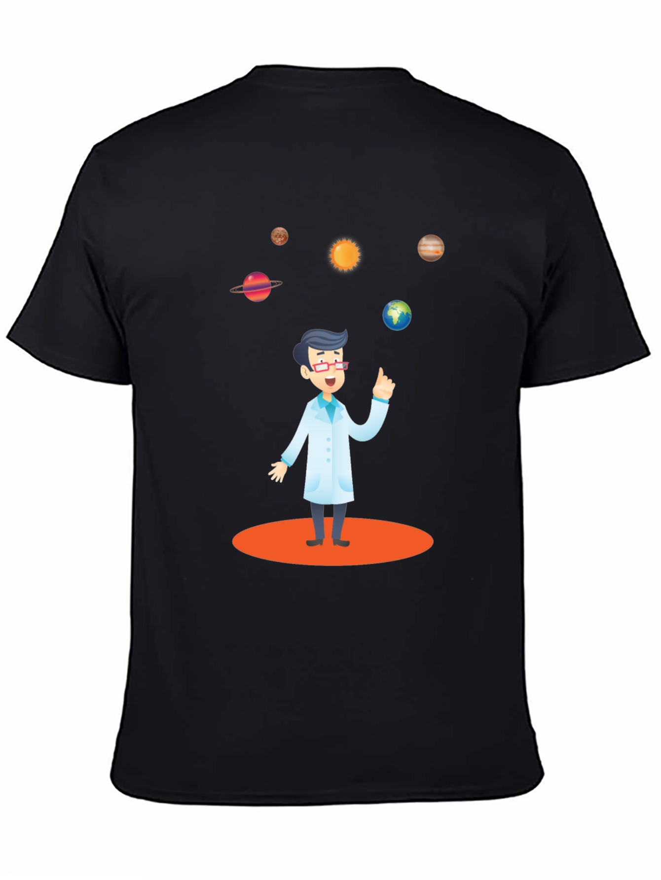Scientist Solar System Black T-Shirt