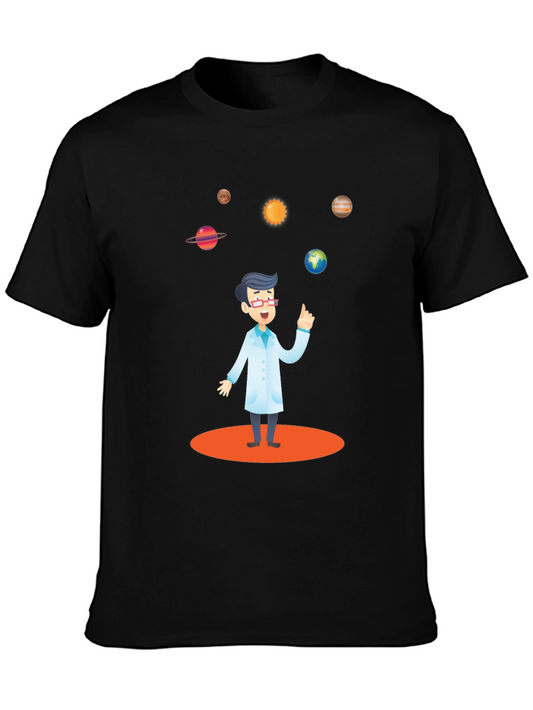 Scientist Solar System Black T-Shirt
