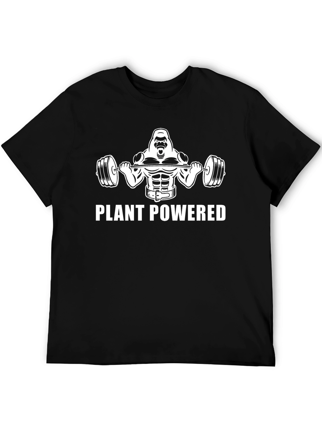 Plant Powered Gorilla Black T-Shirt Gym Vegan