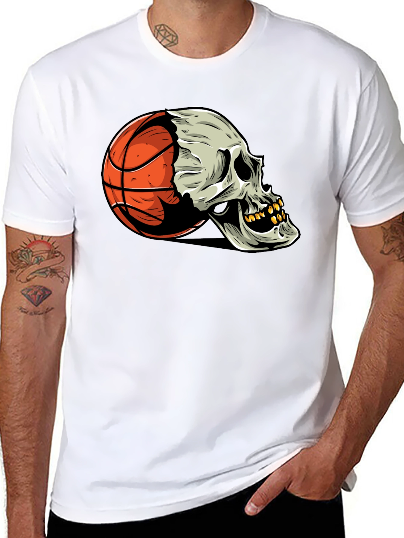 Basketball Skull Graphic Tee - Unique Streetwear