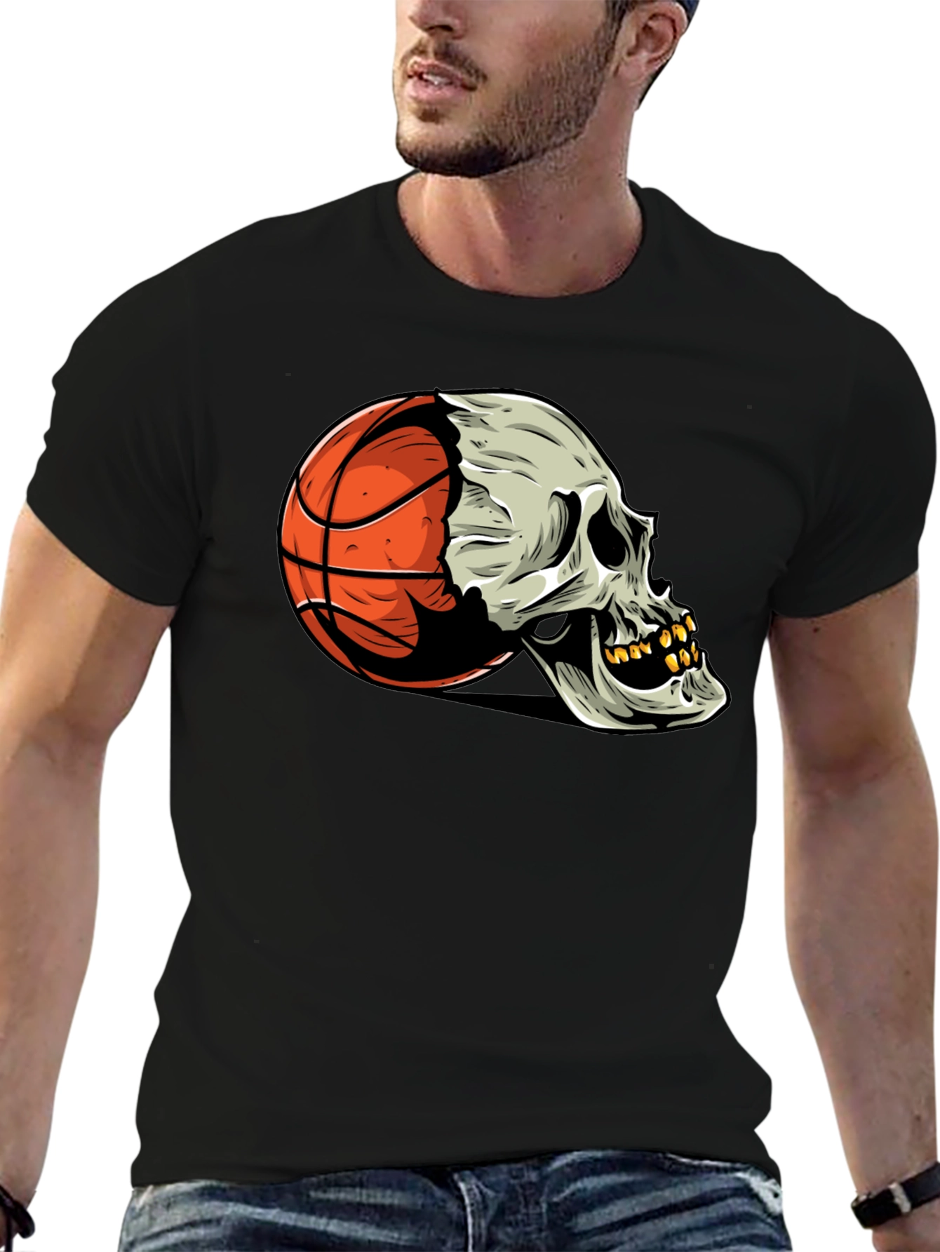Basketball Skull Graphic Tee - Unique Streetwear