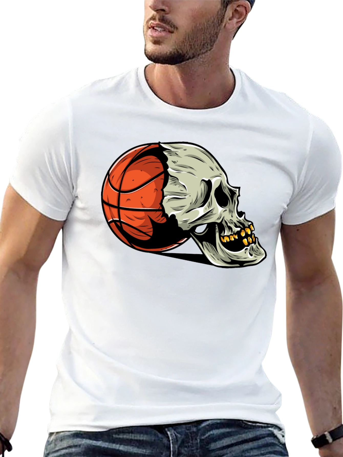 Basketball Skull Graphic Tee - Unique Streetwear