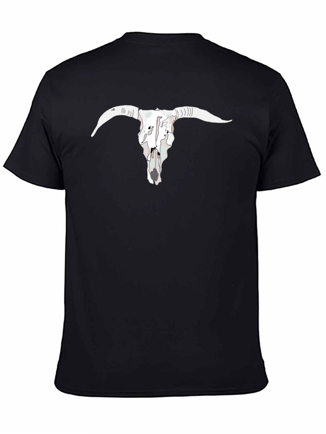 Mens Black T-Shirt with Bull Skull Graphic