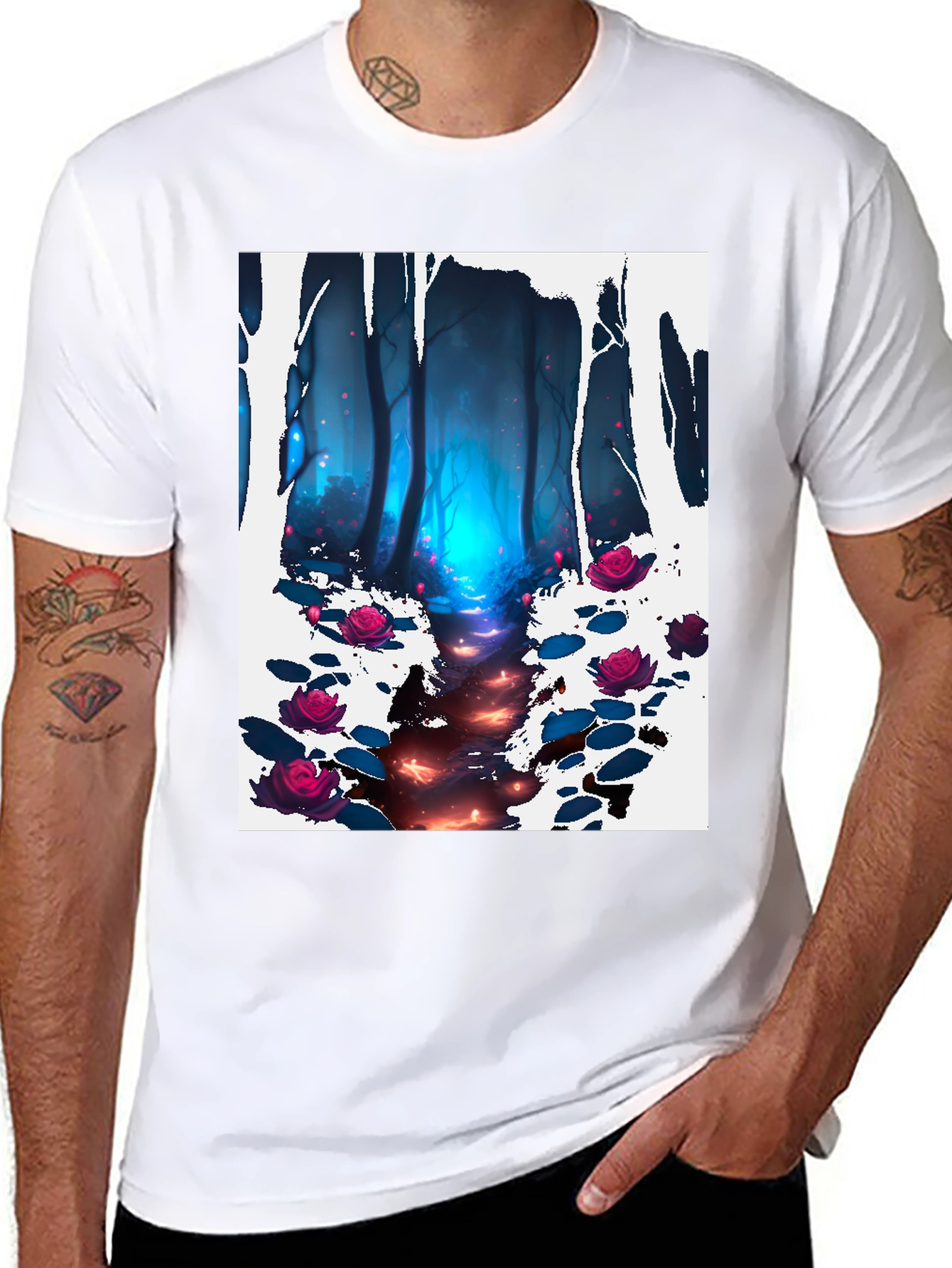 Enchanted Forest Graphic Tee - Dark Fantasy Design