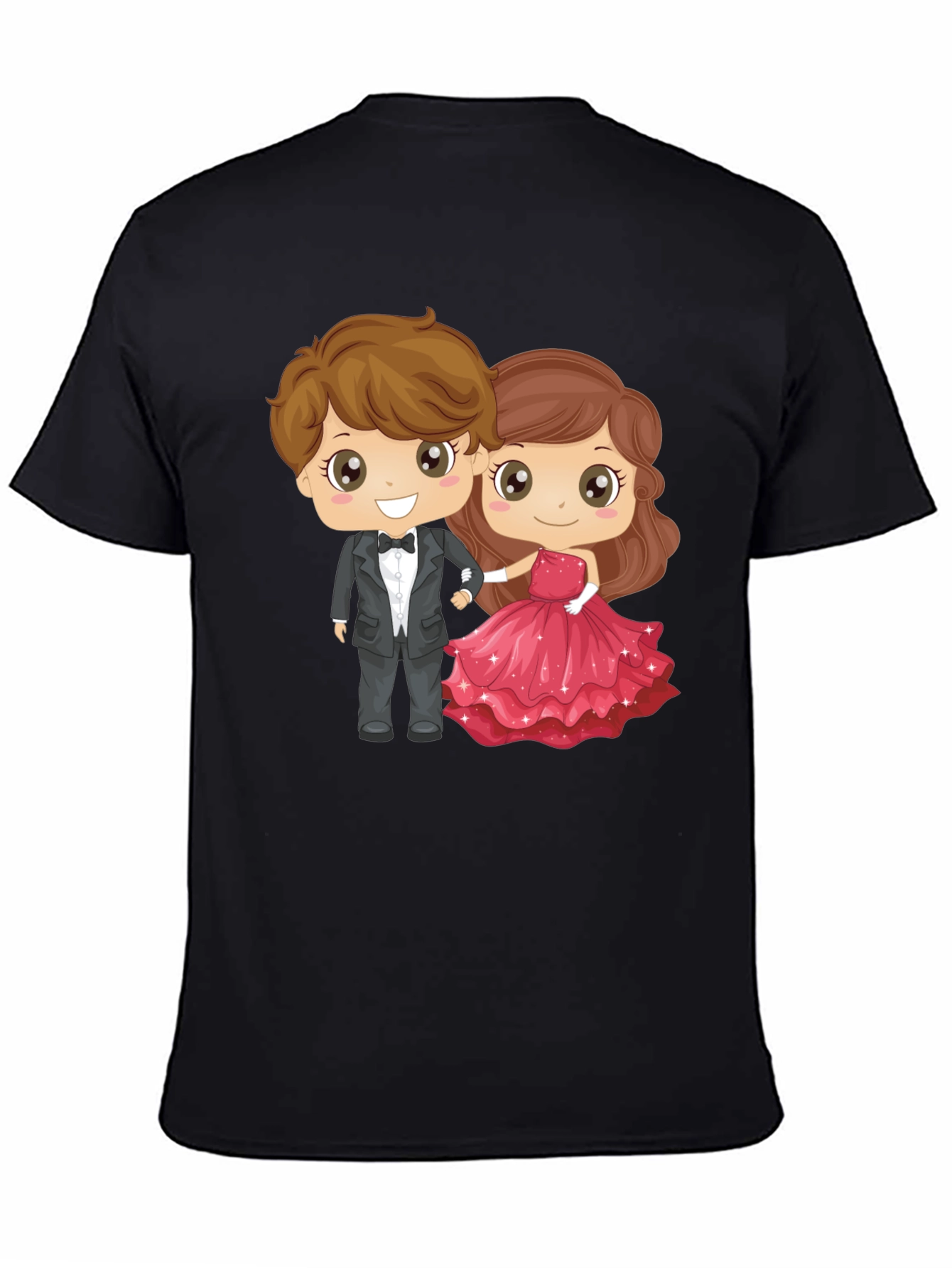 Cartoon Couple Graphic Black T-Shirt