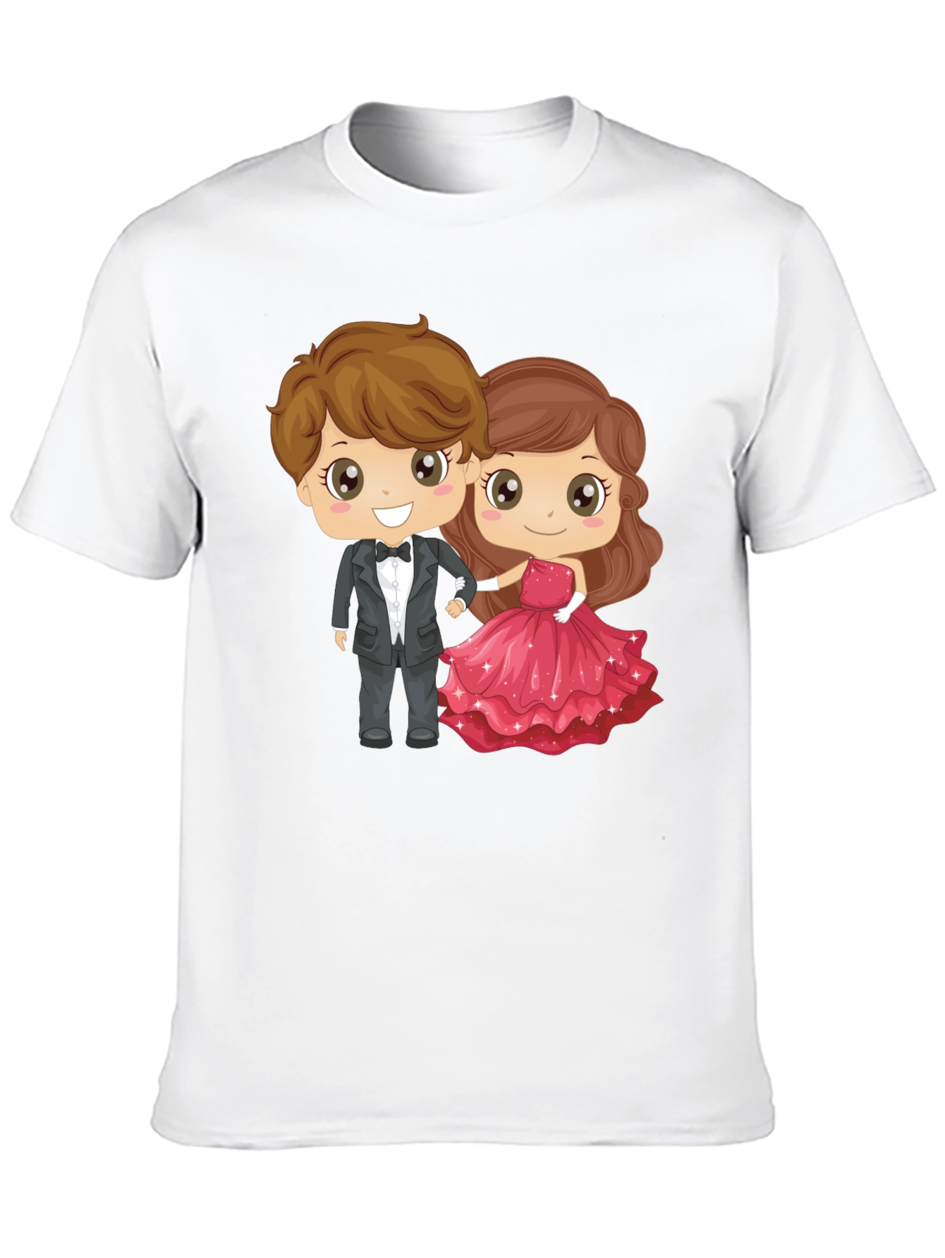 Cartoon Couple Graphic Black T-Shirt