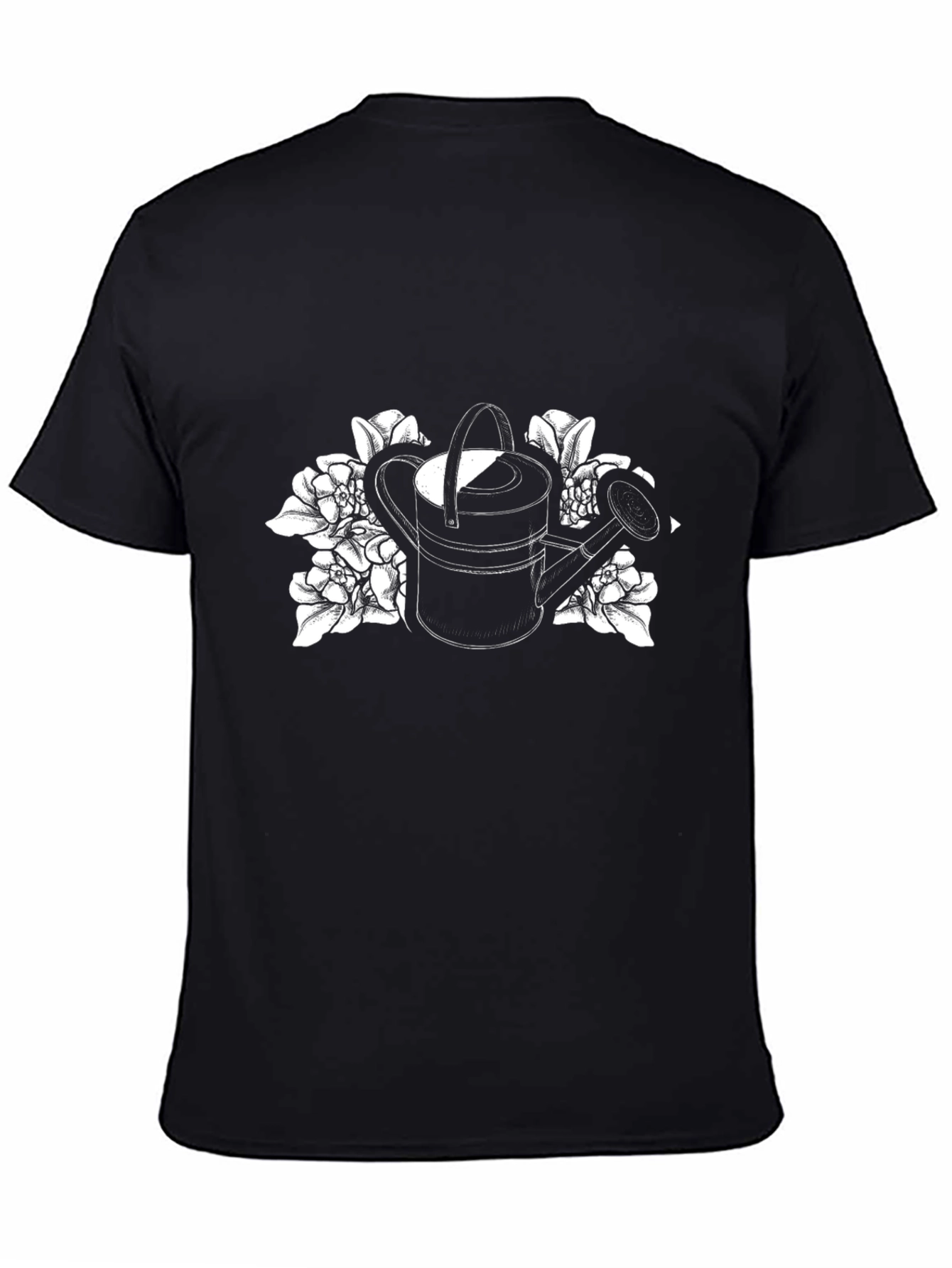 Black Watering Can Floral Graphic T-Shirt